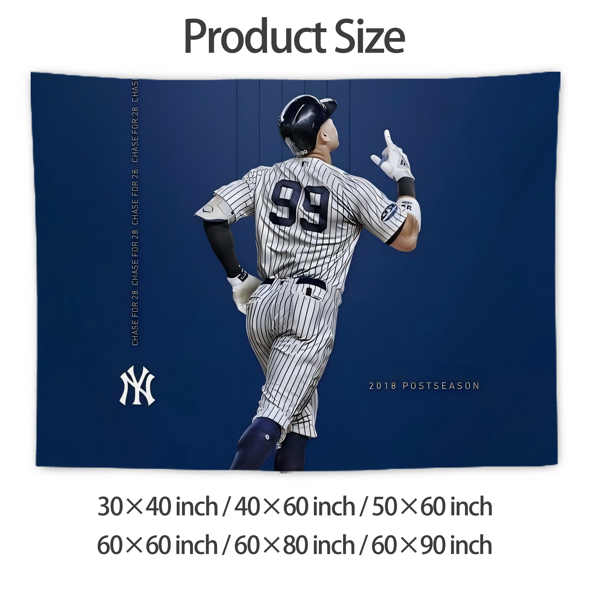 Aaron Judge 99 All Rise Wall Tapestry For Bedroom Aesthetic – Boho Style Polyester Fabric Wall Hanging With Hooks – 60 X 90 Inch Large Size, Lightweight, Durable, Easy To Hang