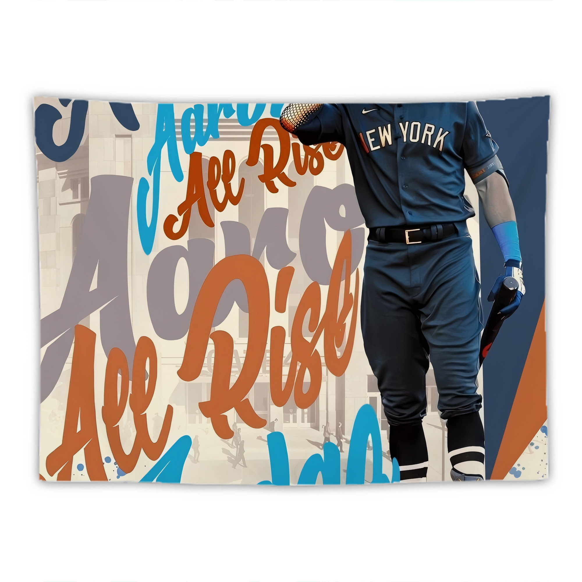 Aaron Judge 99 All Rise Wall Tapestry For Bedroom Aesthetic – Boho Style Polyester Fabric Wall Hanging With Hooks – 60 X 90 Inch Large Size, Lightweight, Durable, Easy To Hang