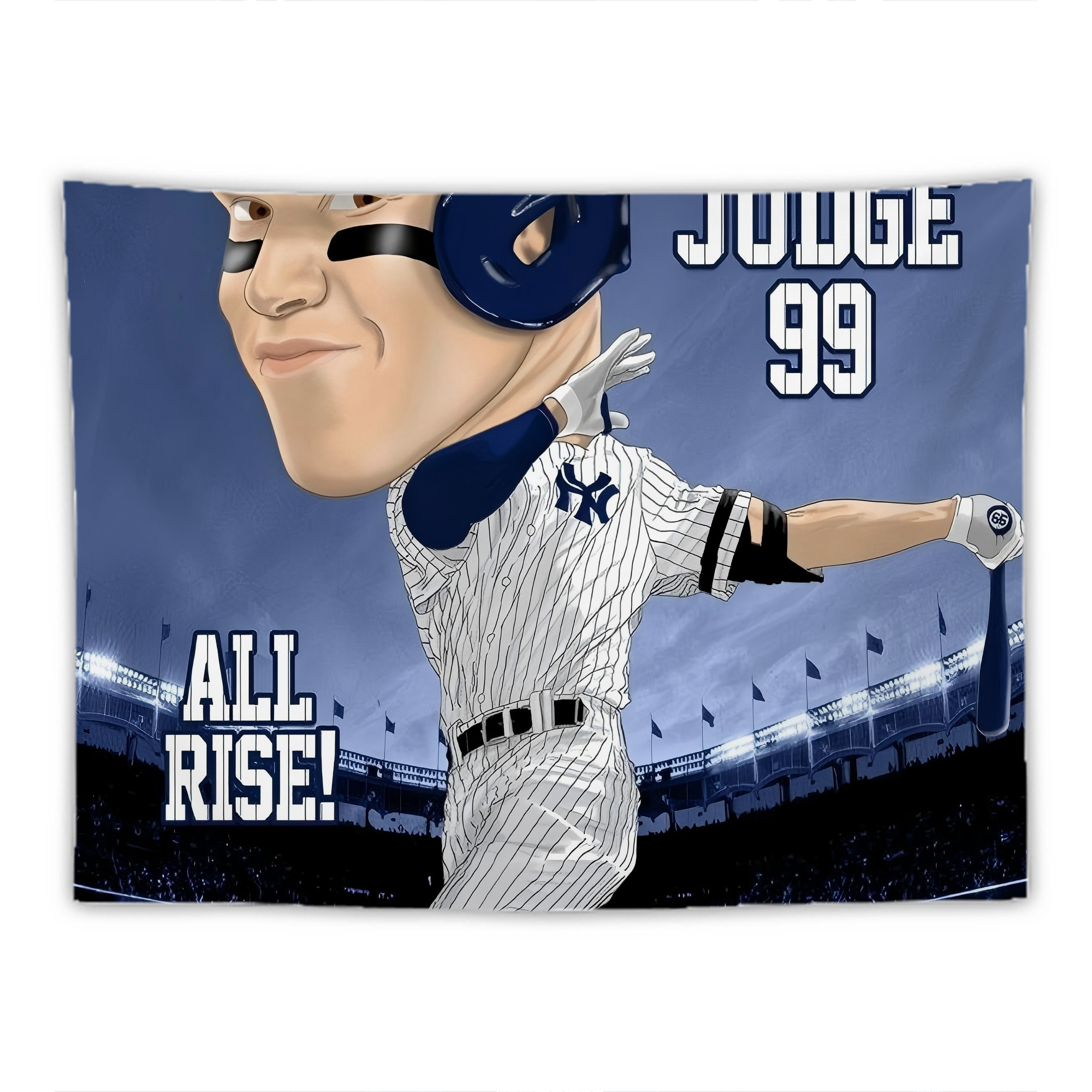 Aaron Judge 99 All Rise Cartoon Wall Tapestry For Bedroom Aesthetic – Boho Style Polyester Fabric Wall Hanging With Hooks – 60 X 90 Inch Large Size, Lightweight, Durable, Easy To Hang