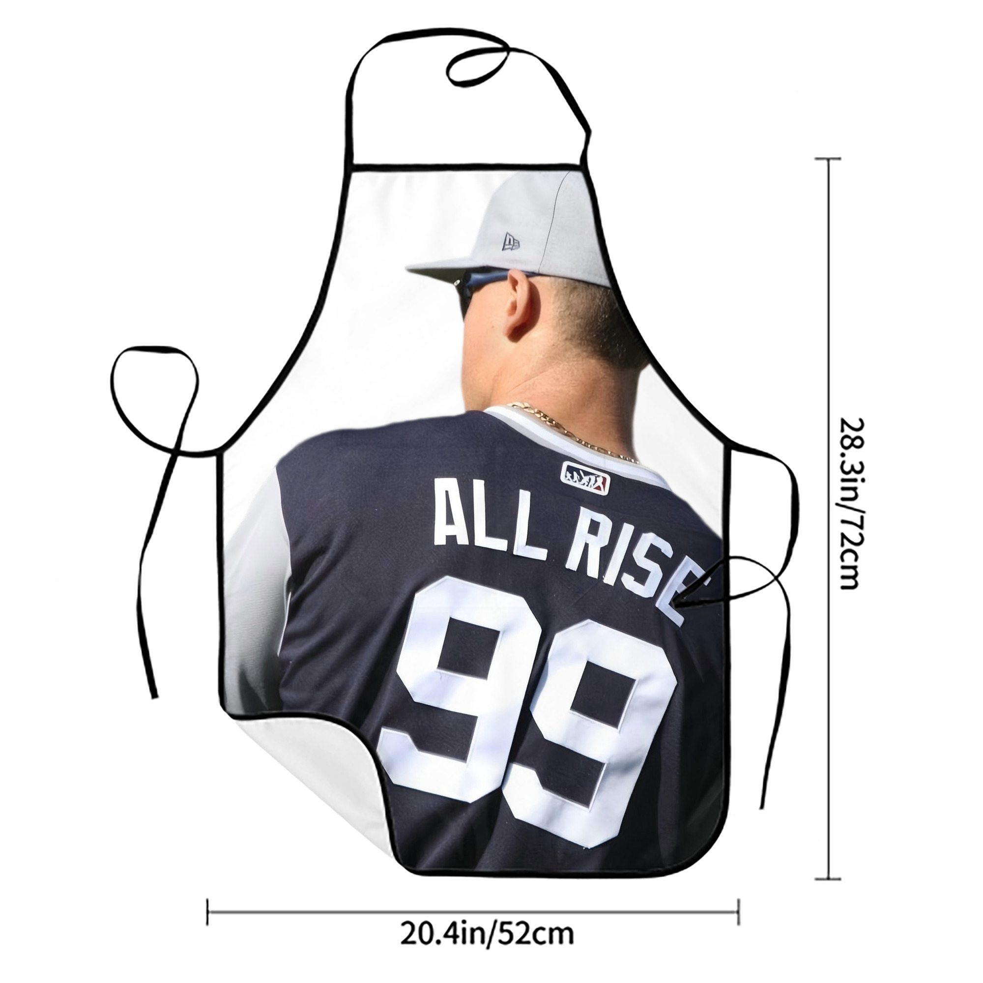 Aaron Judge 99 All Rise Stain-Resistant Polyester Apron With Pocket – Full Print, Waterproof, Anti-Wrinkle, Anti-Pilling – Ideal For Kitchen, BBQ, Restaurant, Salon & More