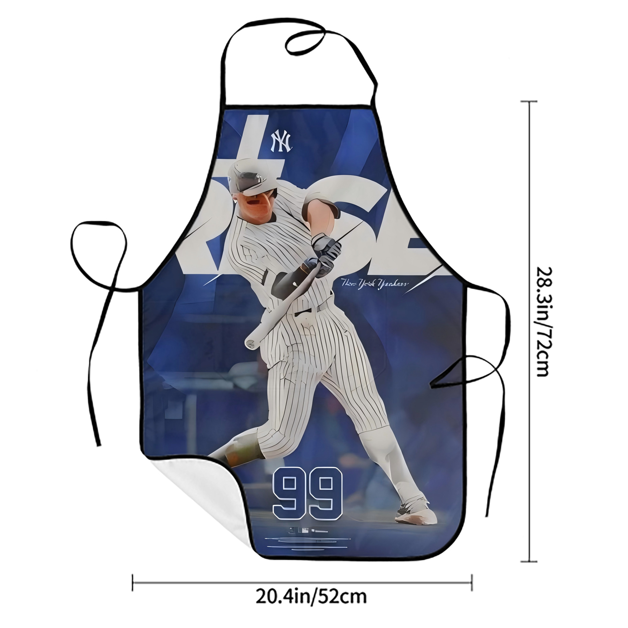 Aaron Judge 99 All Rise Stain-Resistant Polyester Apron With Pocket – Full Print, Waterproof, Anti-Wrinkle, Anti-Pilling – Ideal For Kitchen, BBQ, Restaurant, Salon & More