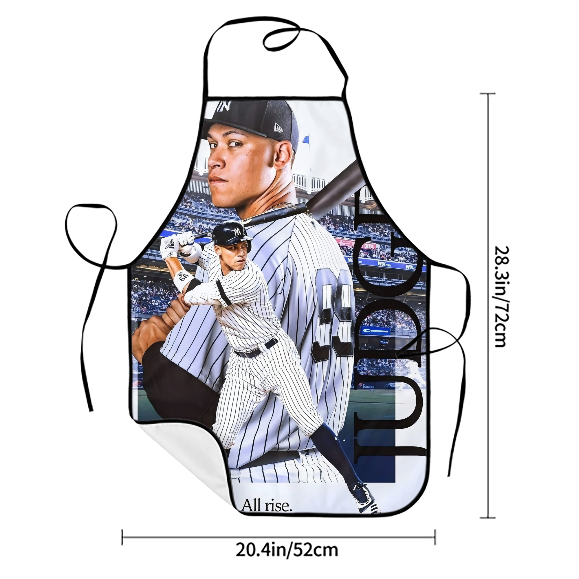 Aaron Judge 99 All Rise Stain-Resistant Polyester Apron With Pocket – Full Print, Waterproof, Anti-Wrinkle, Anti-Pilling – Ideal For Kitchen, BBQ, Restaurant, Salon & More