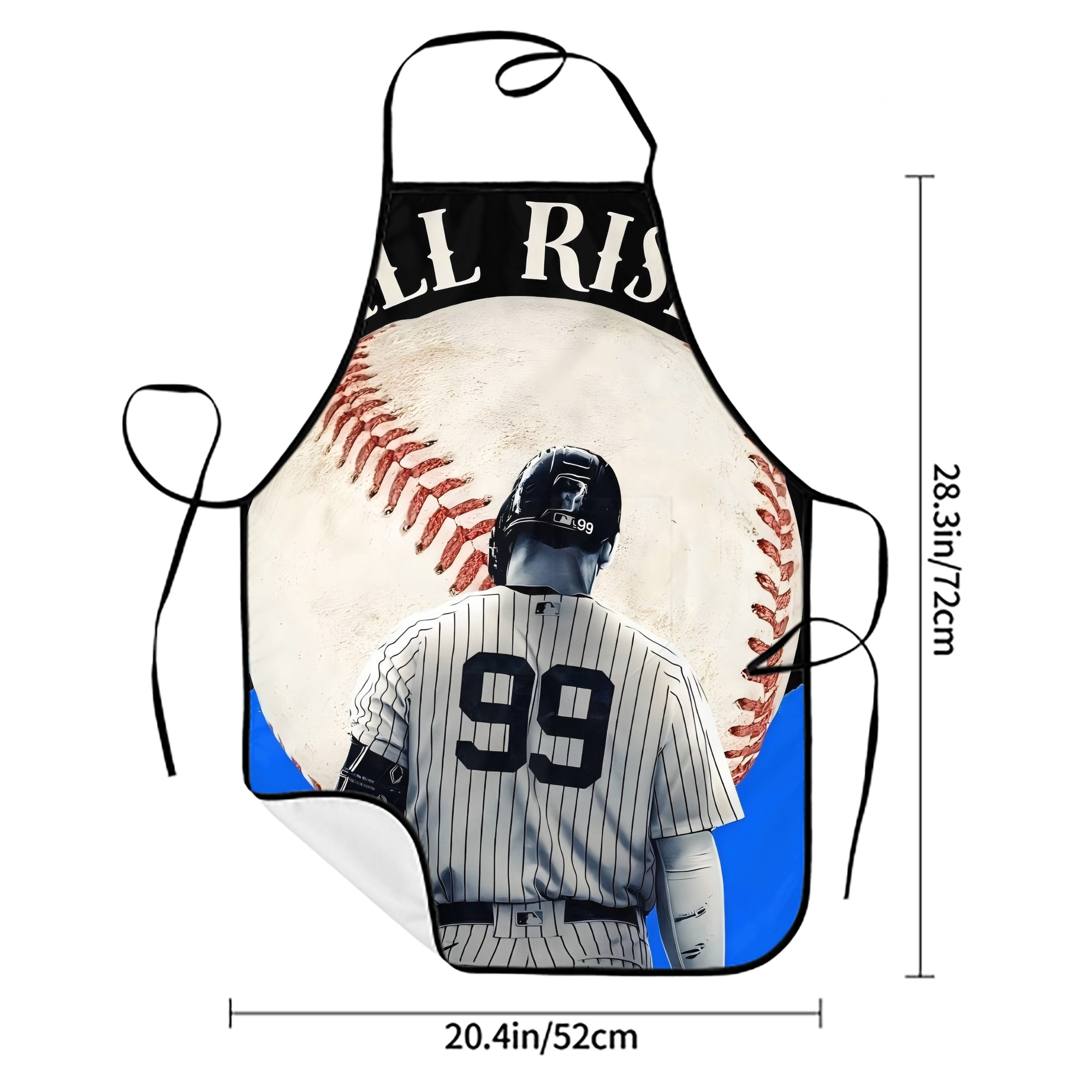 Aaron Judge 99 All Rise Stain-Resistant Polyester Apron With Pocket – Full Print, Waterproof, Anti-Wrinkle, Anti-Pilling – Ideal For Kitchen, BBQ, Restaurant, Salon & More
