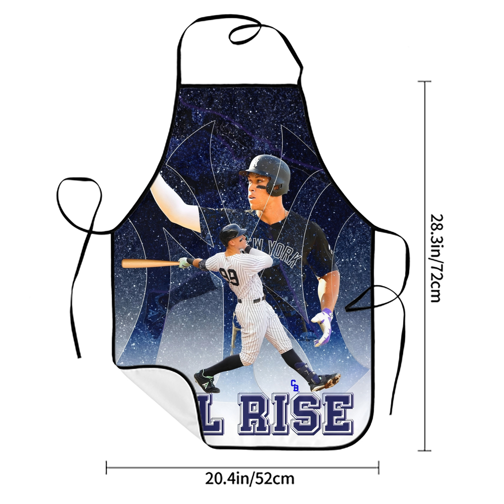 Aaron Judge 99 All Rise Stain-Resistant Polyester Apron With Pocket – Full Print, Waterproof, Anti-Wrinkle, Anti-Pilling – Ideal For Kitchen, BBQ, Restaurant, Salon & More
