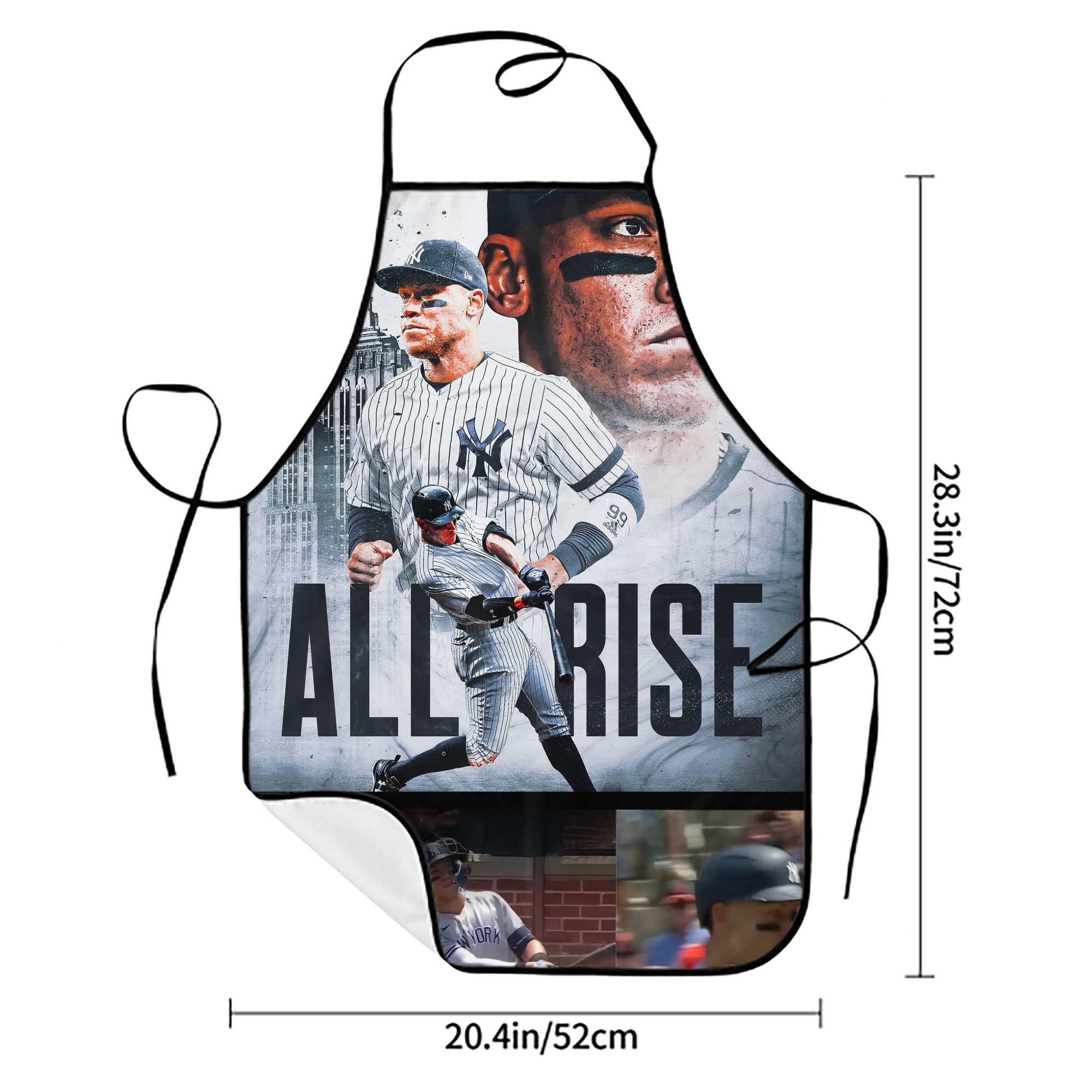 Aaron Judge 99 All Rise Stain-Resistant Polyester Apron With Pocket – Full Print, Waterproof, Anti-Wrinkle, Anti-Pilling – Ideal For Kitchen, BBQ, Restaurant, Salon & More