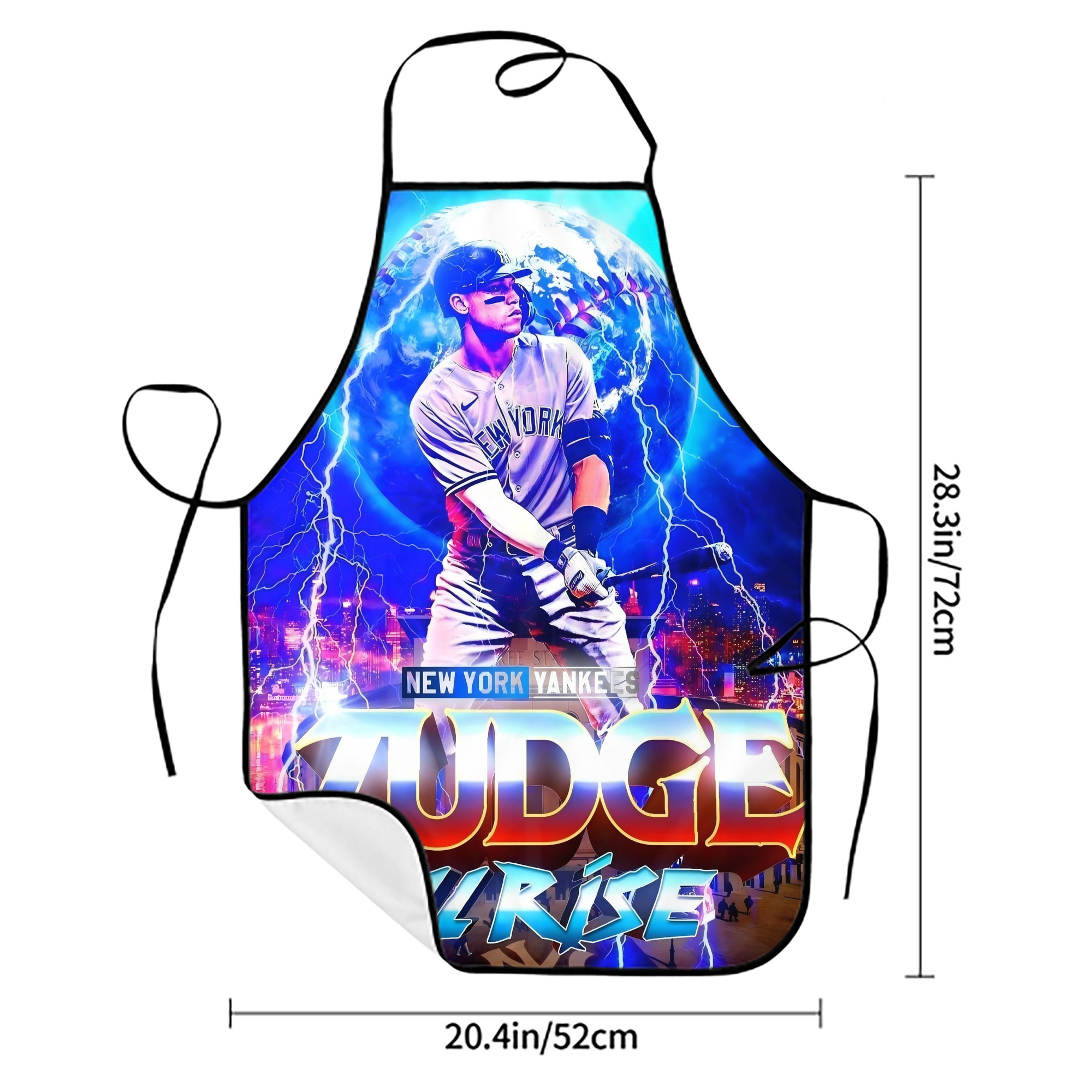 Aaron Judge 99 All Rise Stain-Resistant Polyester Apron With Pocket – Full Print, Waterproof, Anti-Wrinkle, Anti-Pilling – Ideal For Kitchen, BBQ, Restaurant, Salon & More