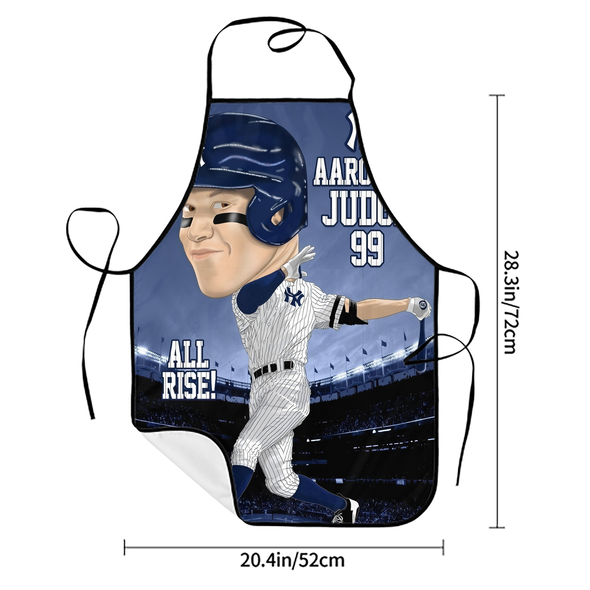 Aaron Judge 99 All Rise Cartoon Stain-Resistant Polyester Apron With Pocket – Full Print, Waterproof, Anti-Wrinkle, Anti-Pilling – Ideal For Kitchen, BBQ, Restaurant, Salon & More