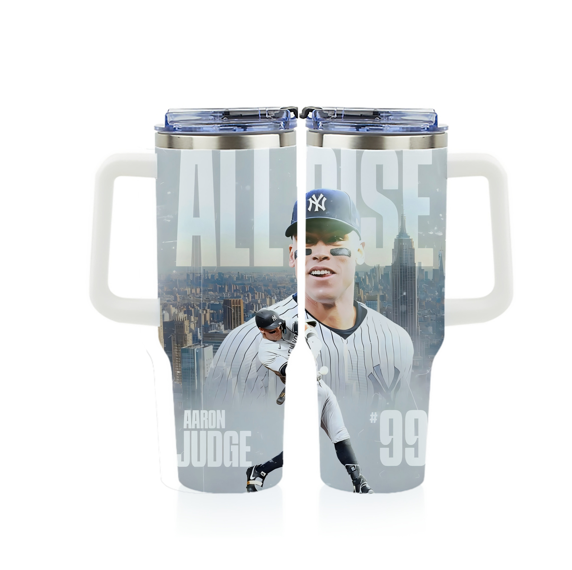 Aaron Judge 99 All Rise 40oz Full Wrap Car Tumbler – Durable Stainless Steel Travel Mug With Vibrant UV Print – Double Wall Insulated, Fits Most Car Cup Holders