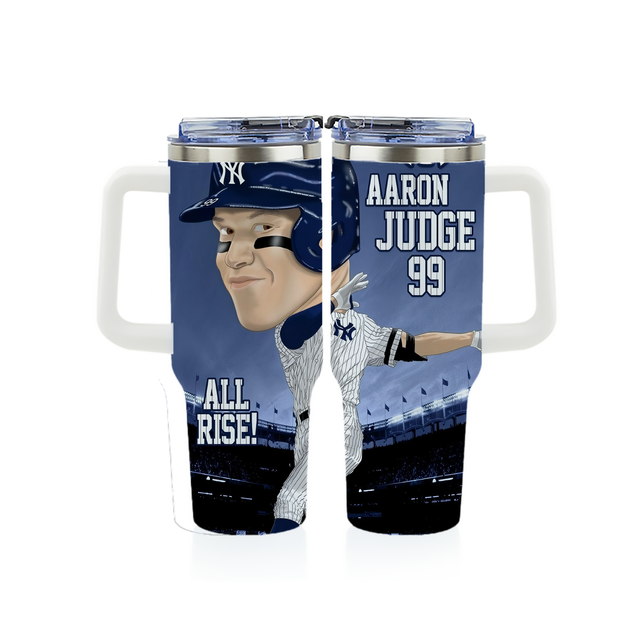 Aaron Judge 99 All Rise Cartoon 40oz Full Wrap Car Tumbler – Durable Stainless Steel Travel Mug With Vibrant UV Print – Double Wall Insulated, Fits Most Car Cup Holders