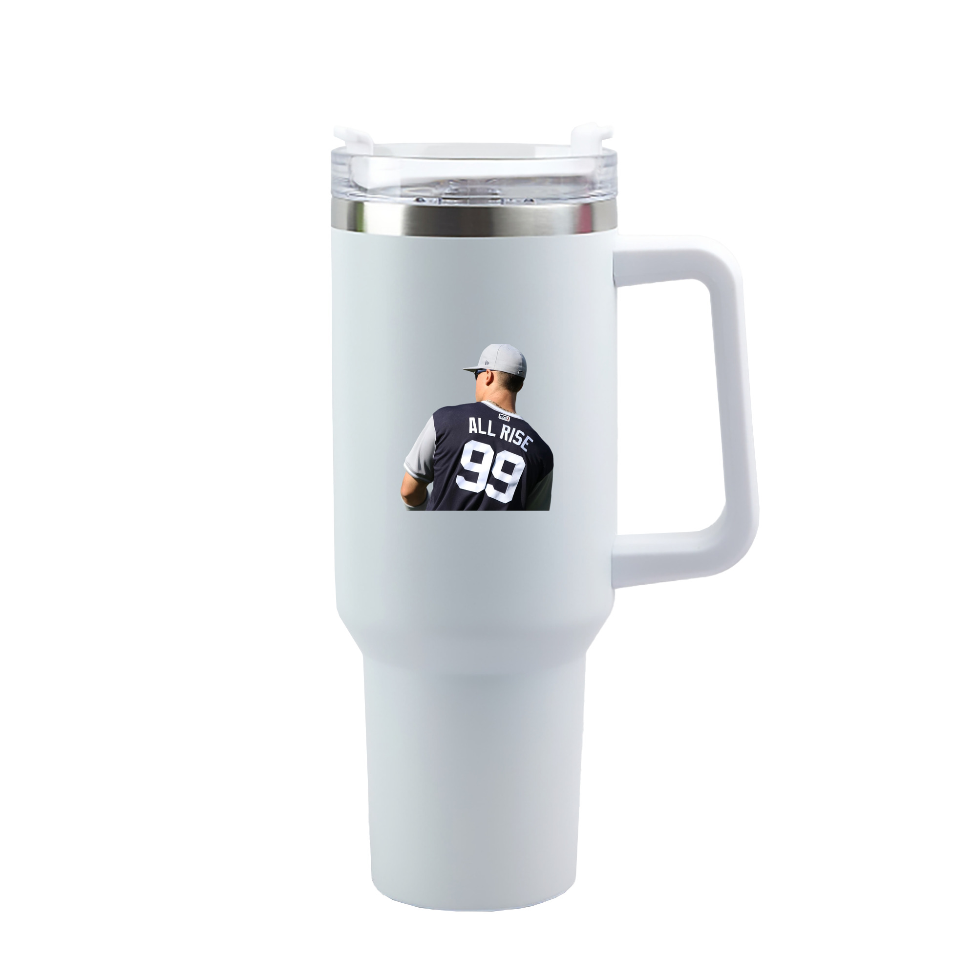 Aaron Judge 99 All Rise 40oz Handle Car Tumbler – Durable Stainless Steel Travel Mug With UV Print – Double Wall Insulated, Fits Most Car Cup Holders
