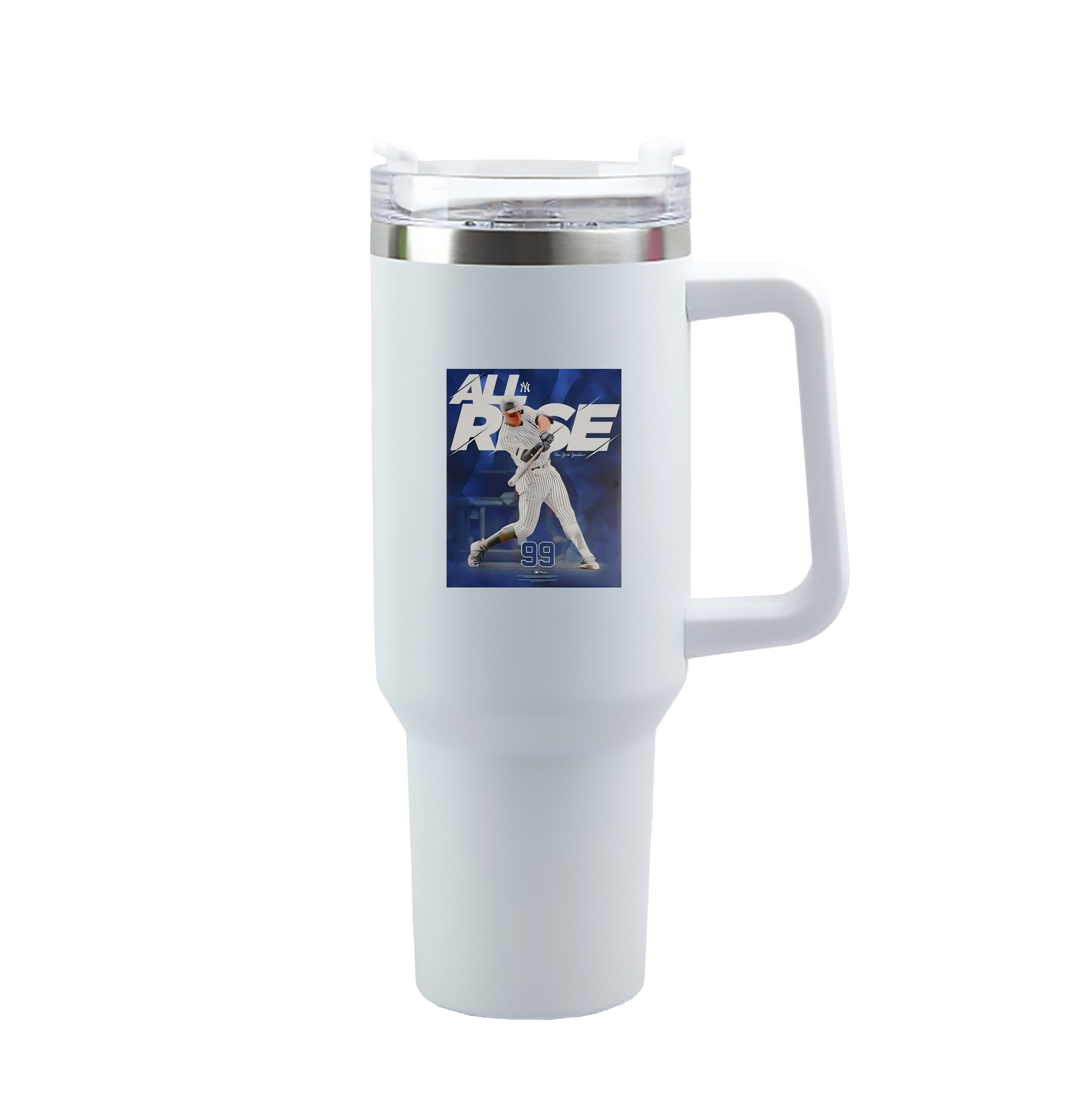 Aaron Judge 99 All Rise 40oz Handle Car Tumbler – Durable Stainless Steel Travel Mug With UV Print – Double Wall Insulated, Fits Most Car Cup Holders