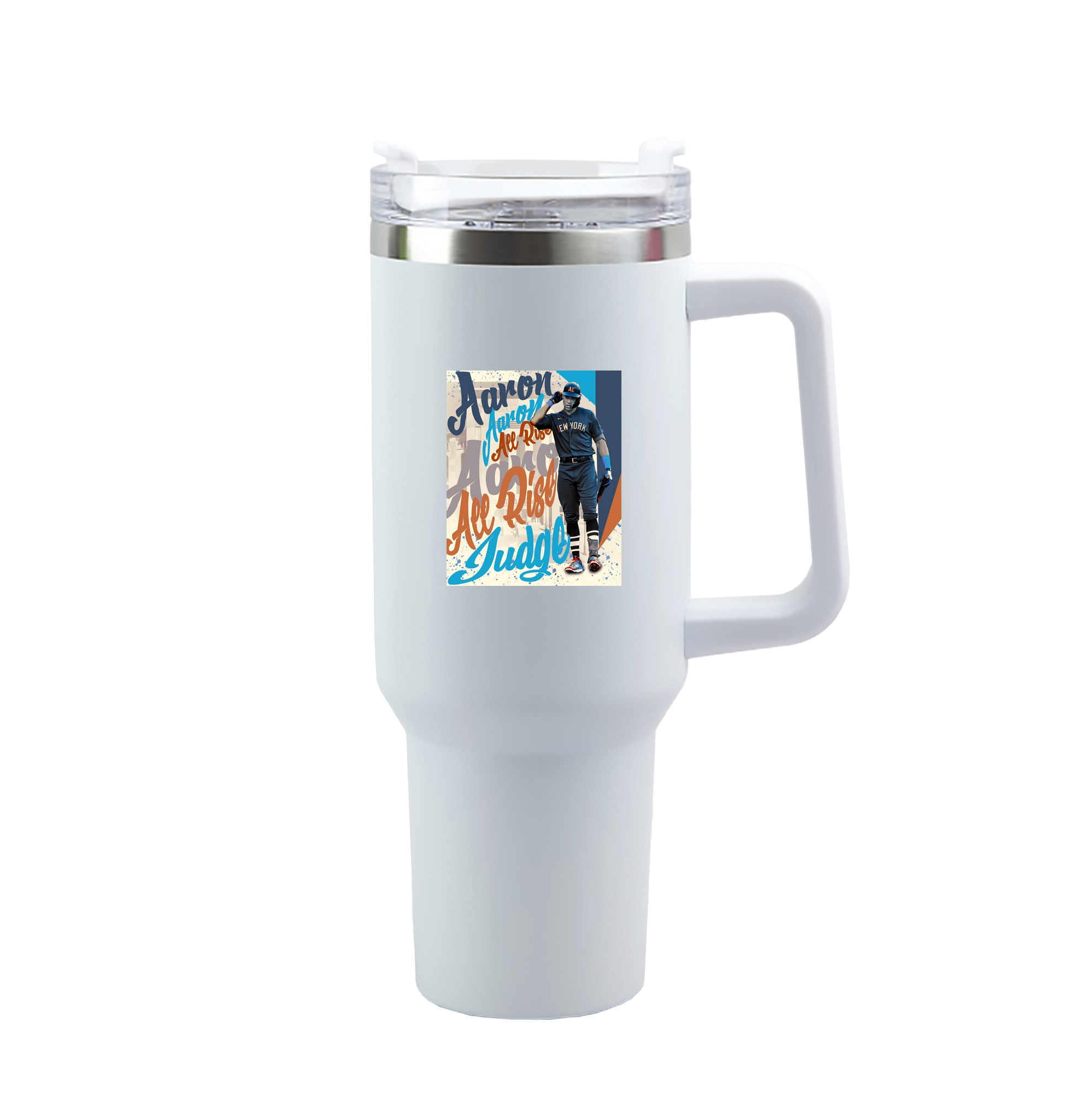 Aaron Judge 99 All Rise 40oz Handle Car Tumbler – Durable Stainless Steel Travel Mug With UV Print – Double Wall Insulated, Fits Most Car Cup Holders