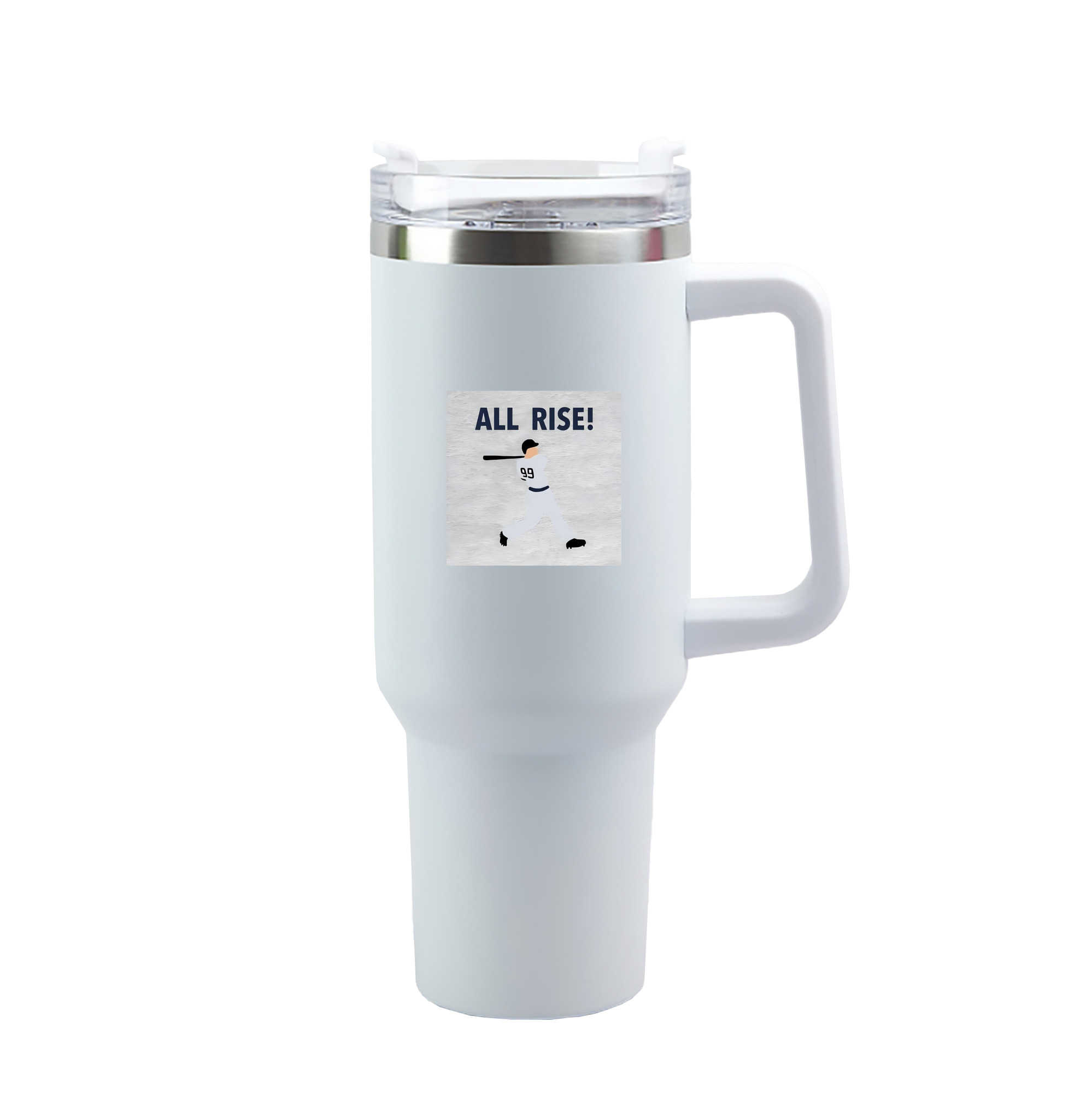 Aaron Judge 99 All Rise 40oz Handle Car Tumbler – Durable Stainless Steel Travel Mug With UV Print – Double Wall Insulated, Fits Most Car Cup Holders