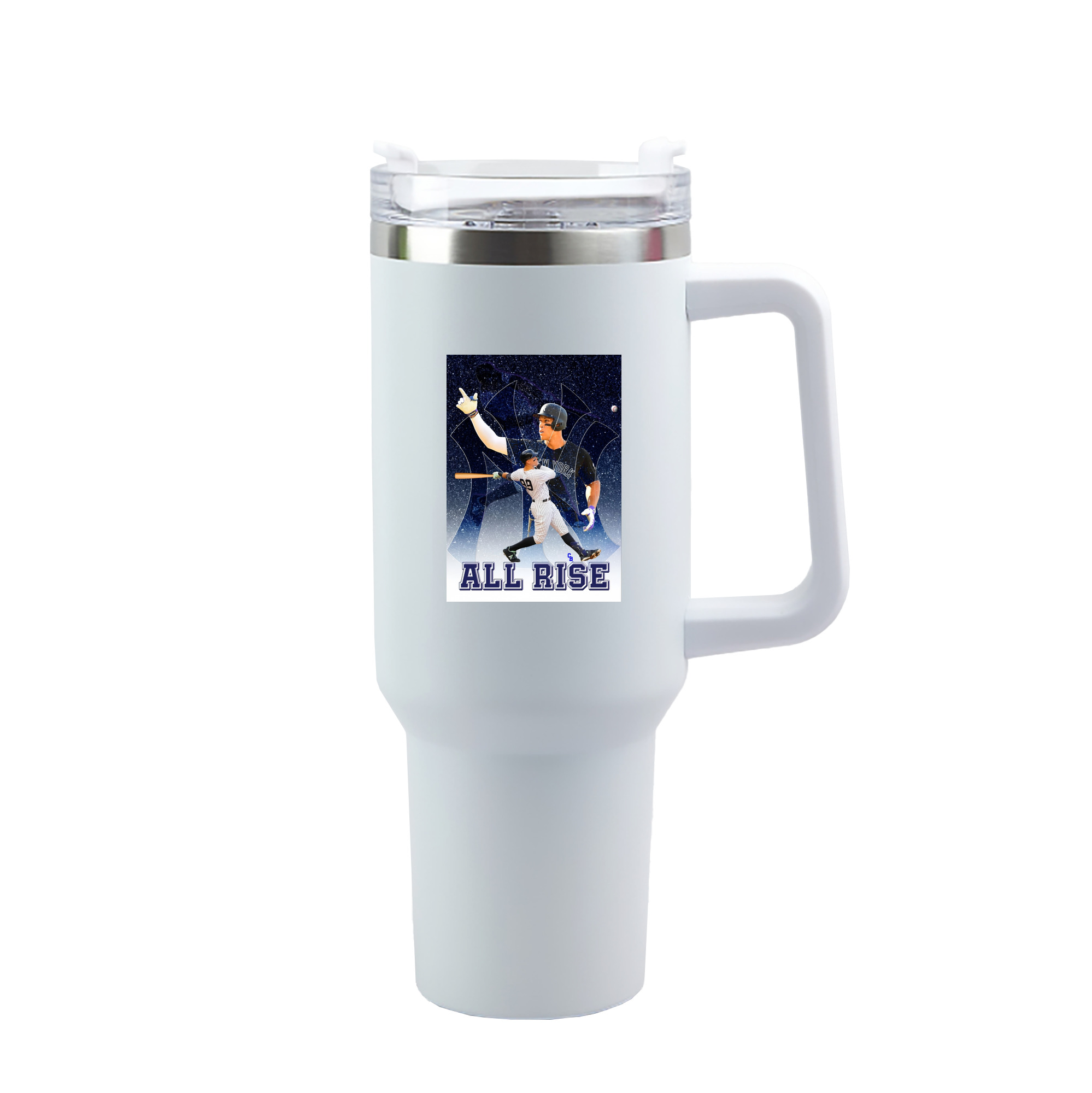 Aaron Judge 99 All Rise 40oz Handle Car Tumbler – Durable Stainless Steel Travel Mug With UV Print – Double Wall Insulated, Fits Most Car Cup Holders