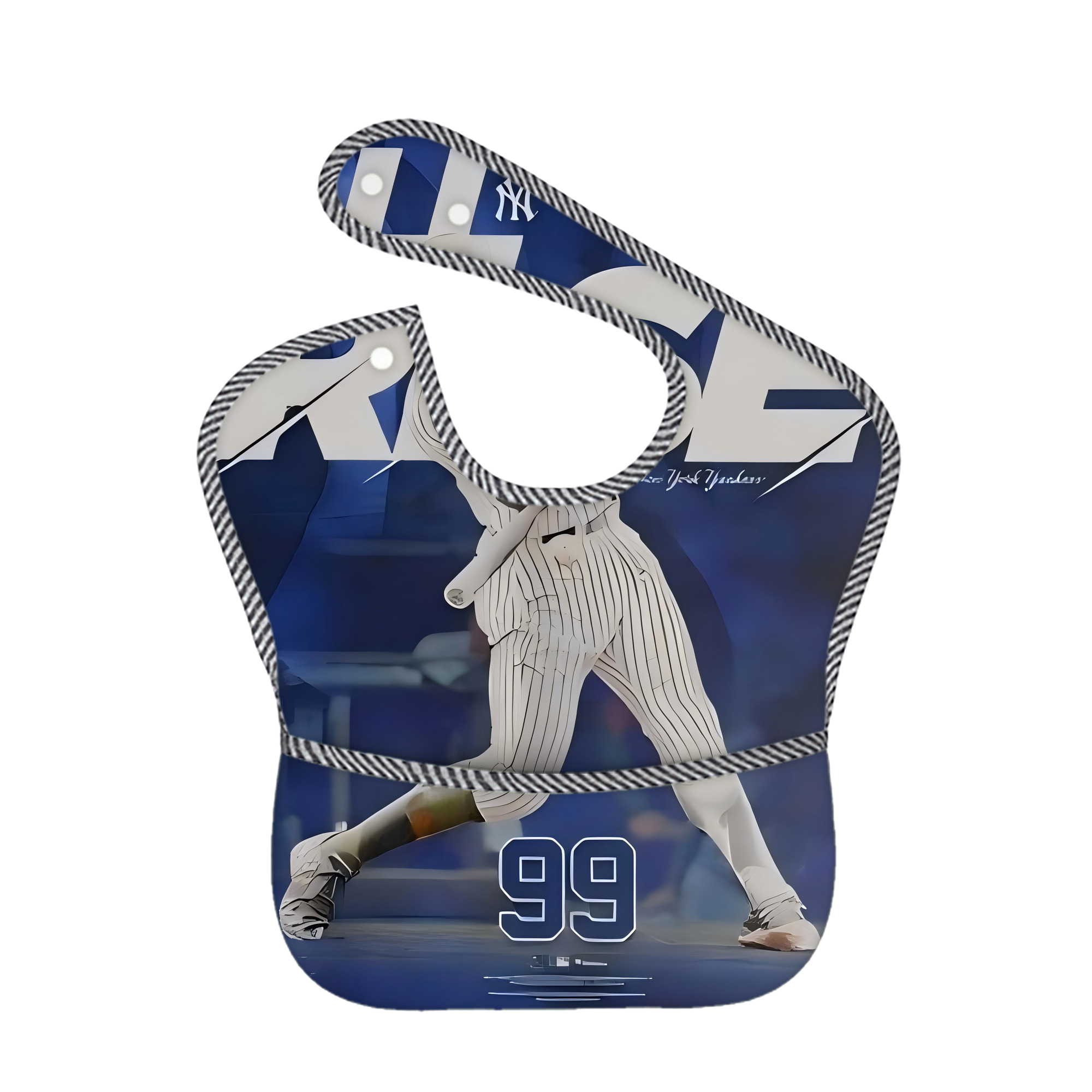 Aaron Judge 99 All Rise Adjustable Waterproof Toddler Bib – Full-Print Durable Polyester – Foldable Crumb Pocket – Easy Snap Closure – Soft