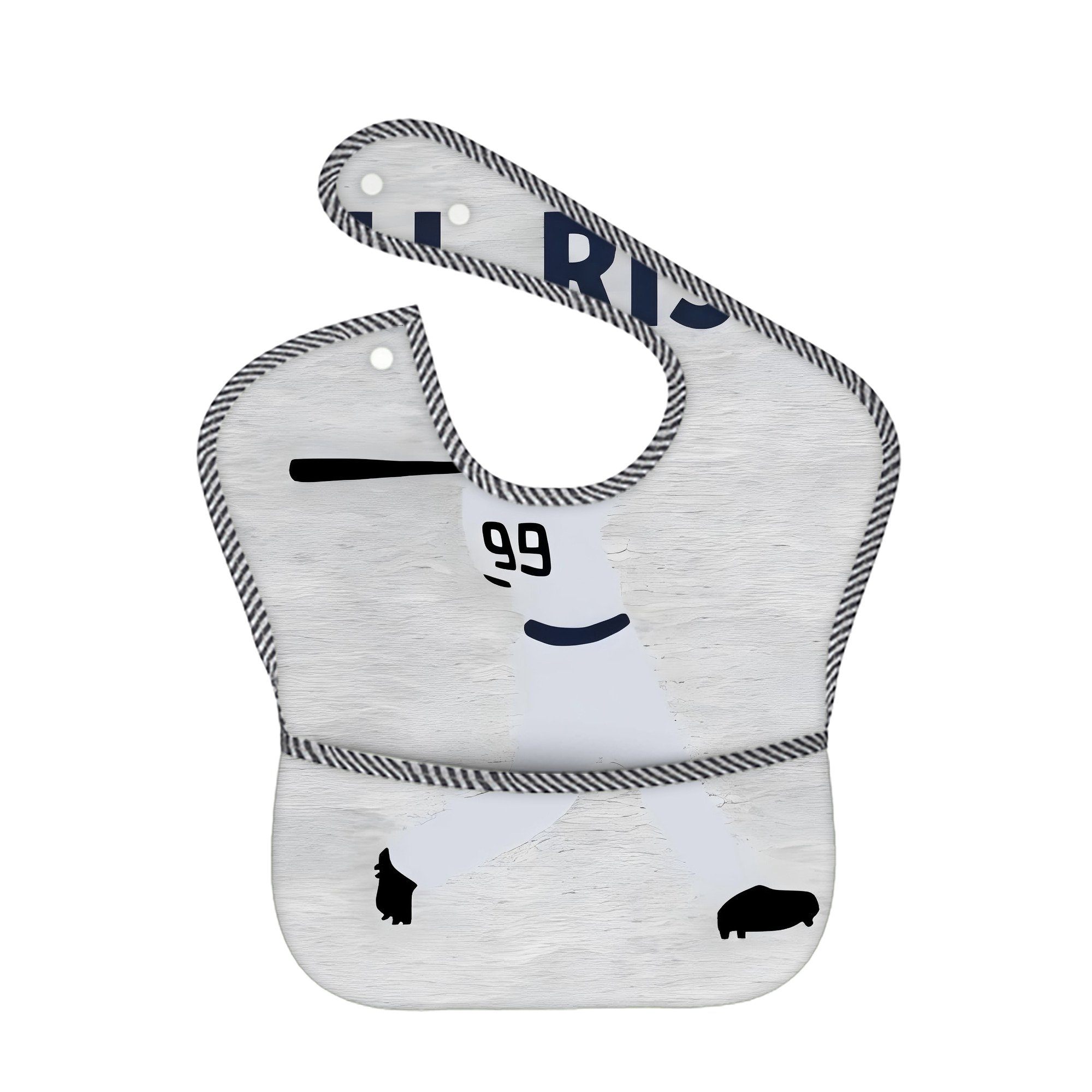 Aaron Judge 99 All Rise Adjustable Waterproof Toddler Bib – Full-Print Durable Polyester – Foldable Crumb Pocket – Easy Snap Closure – Soft