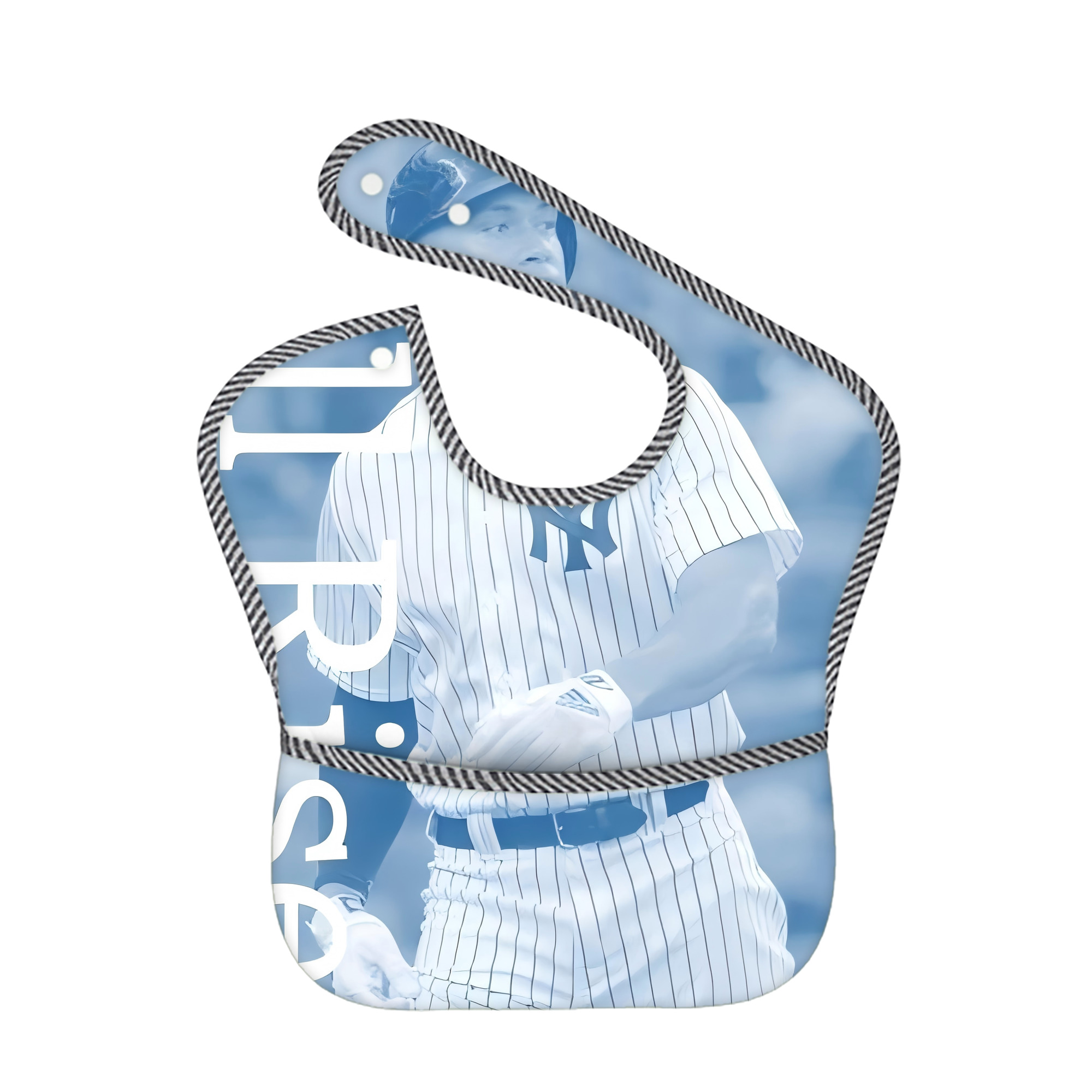 Aaron Judge 99 All Rise Adjustable Waterproof Toddler Bib – Full-Print Durable Polyester – Foldable Crumb Pocket – Easy Snap Closure – Soft