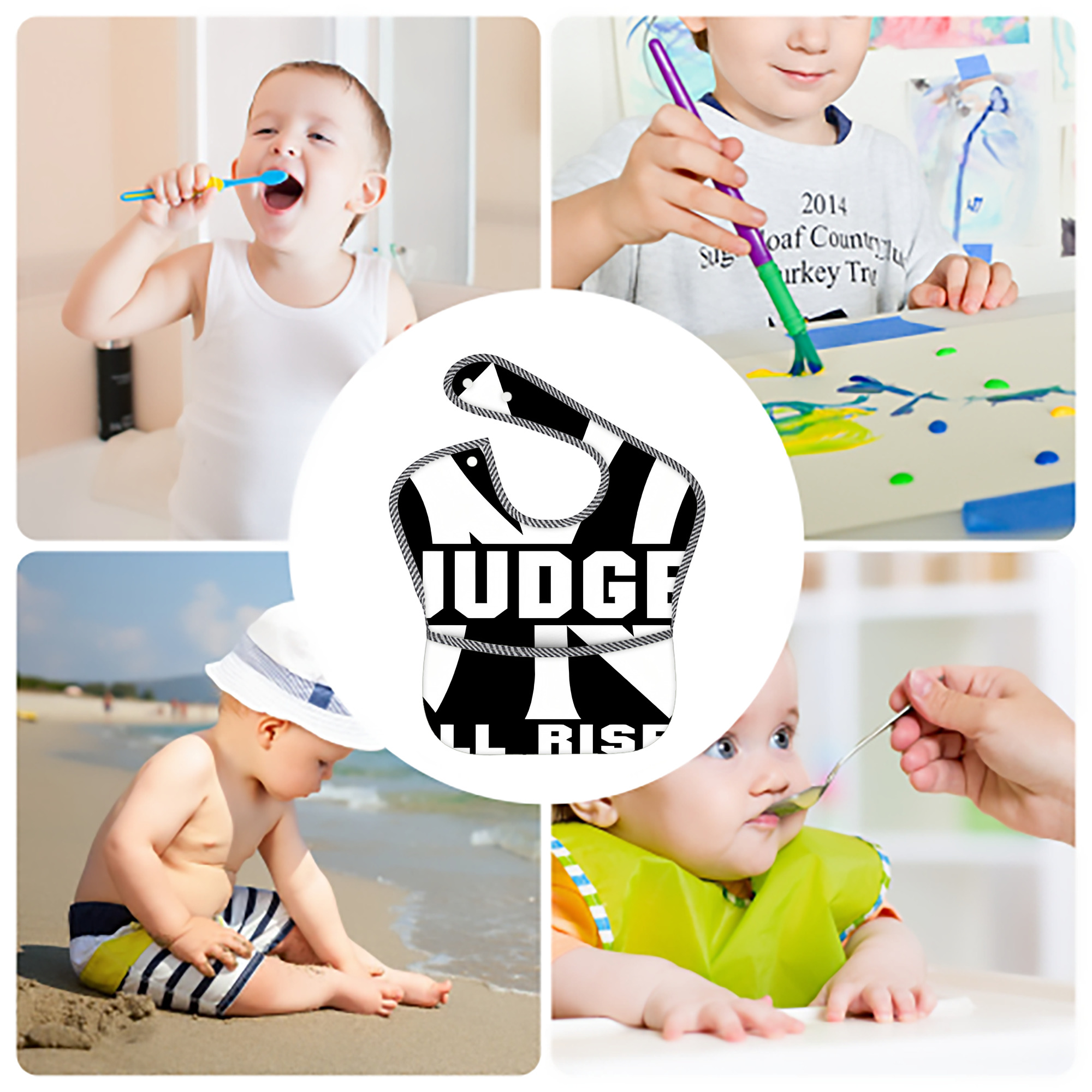 Aaron Judge 99 All Rise Adjustable Waterproof Toddler Bib – Full-Print Durable Polyester – Foldable Crumb Pocket – Easy Snap Closure – Soft