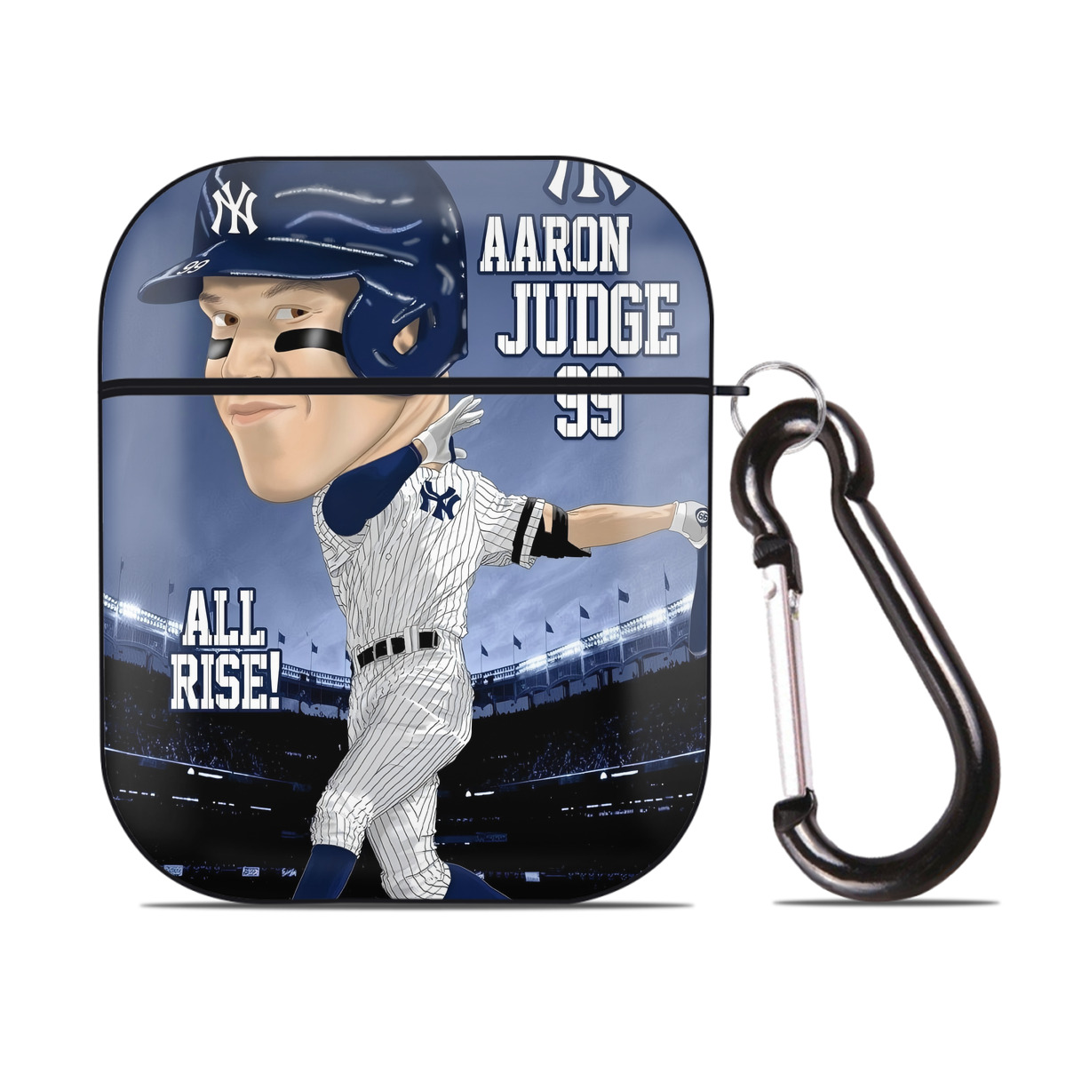 Aaron Judge 99 All Rise Cartoon AirPods 2 Case Hard Shell Black, Flexible PC Material, Precise Cutouts, Full Protection, Anti-Fingerprint, Washable, Includes Keychain – Durable & Slim Design