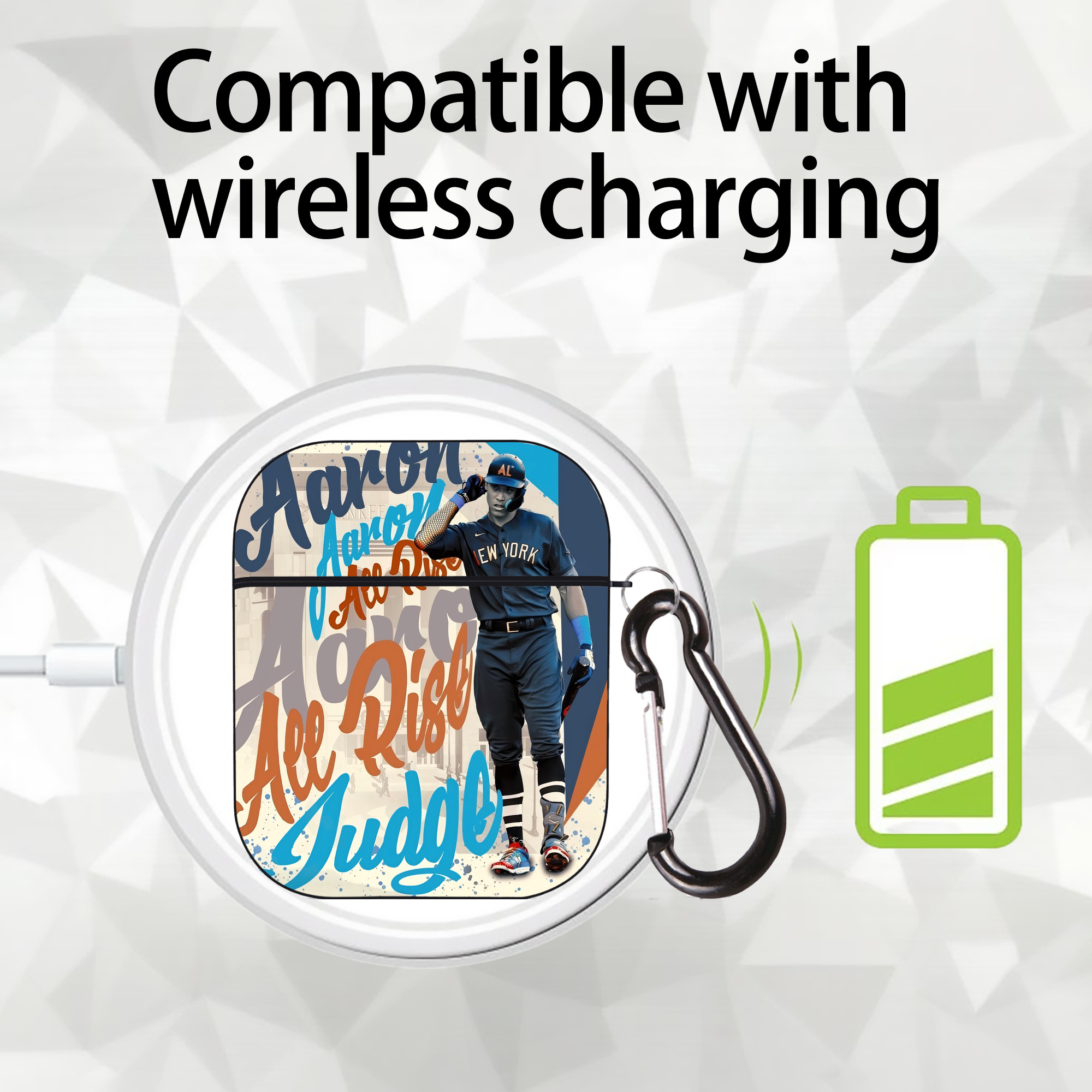 Aaron Judge 99 All Rise AirPods 2 Case Hard Shell Black, Flexible PC Material, Precise Cutouts, Full Protection, Anti-Fingerprint, Washable, Includes Keychain – Durable & Slim Design