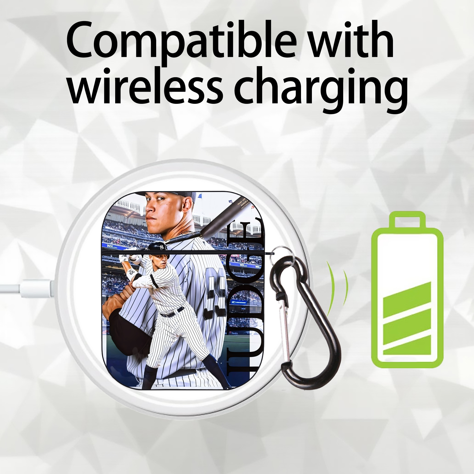 Aaron Judge 99 All Rise AirPods 2 Case Hard Shell Black, Flexible PC Material, Precise Cutouts, Full Protection, Anti-Fingerprint, Washable, Includes Keychain – Durable & Slim Design