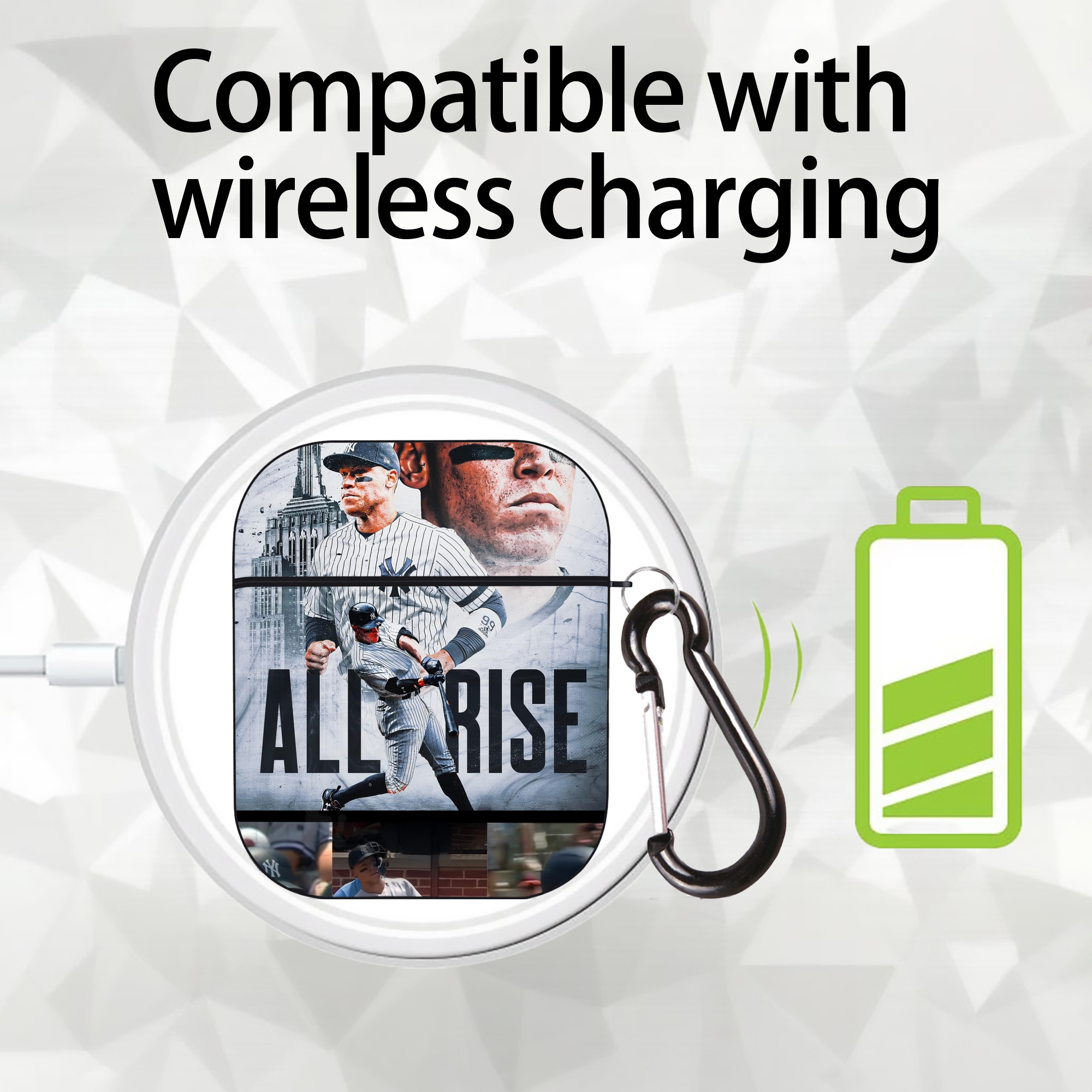 Aaron Judge 99 All Rise AirPods 2 Case Hard Shell Black, Flexible PC Material, Precise Cutouts, Full Protection, Anti-Fingerprint, Washable, Includes Keychain – Durable & Slim Design