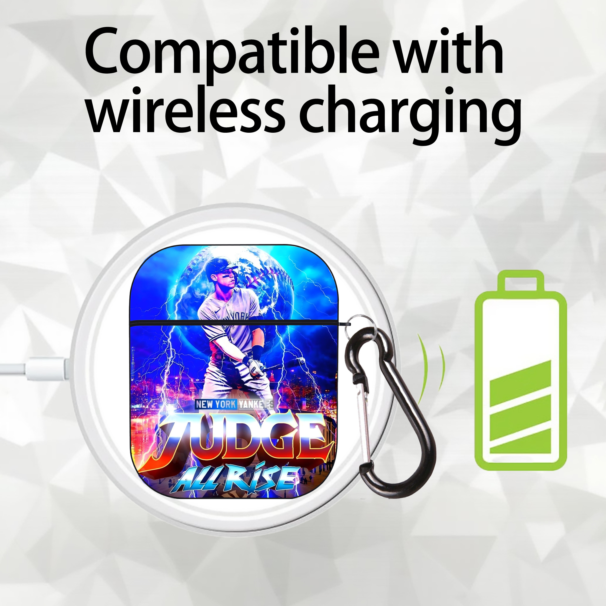 Aaron Judge 99 All Rise AirPods 2 Case Hard Shell Black, Flexible PC Material, Precise Cutouts, Full Protection, Anti-Fingerprint, Washable, Includes Keychain – Durable & Slim Design