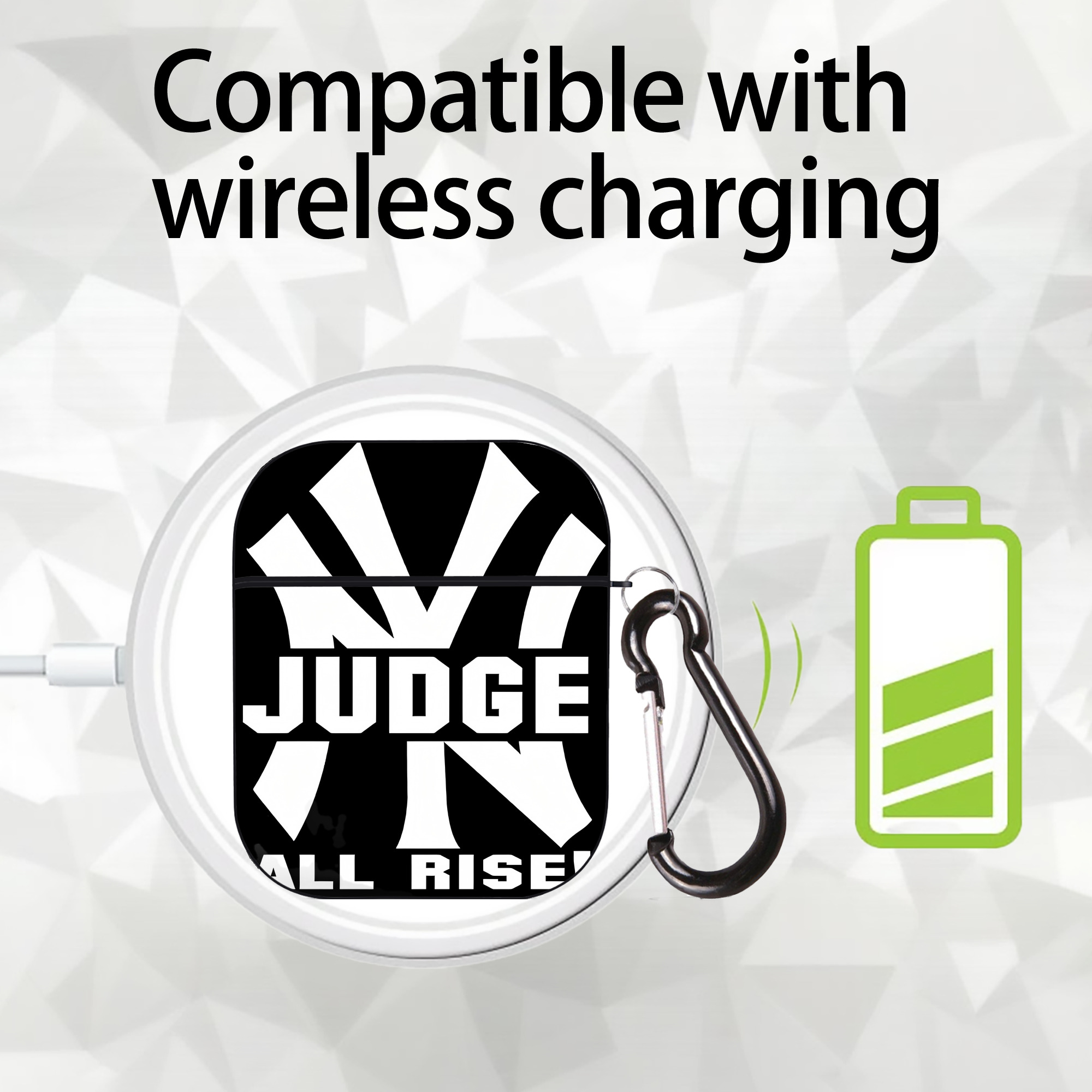 Aaron Judge 99 All Rise AirPods 2 Case Hard Shell Black, Flexible PC Material, Precise Cutouts, Full Protection, Anti-Fingerprint, Washable, Includes Keychain – Durable & Slim Design