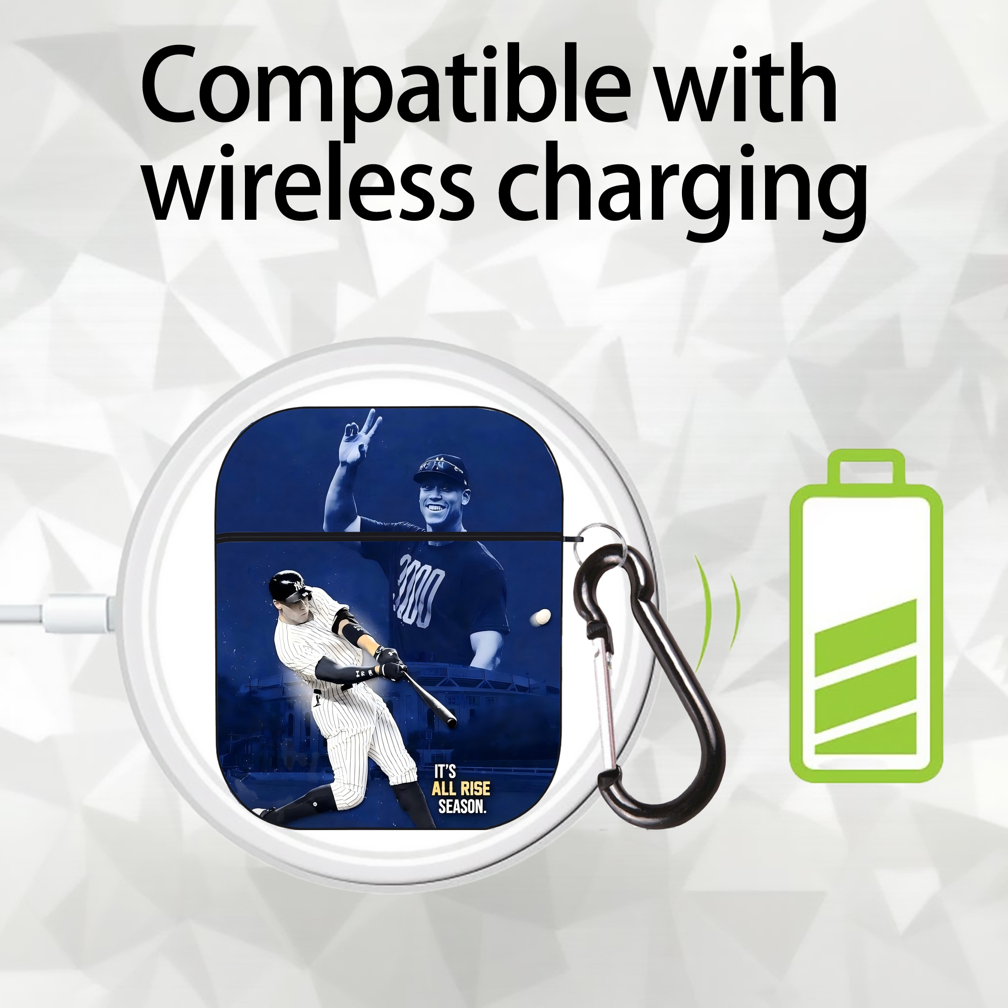 Aaron Judge It‘s All Rise Season AirPods 2 Case Hard Shell Black, Flexible PC Material, Precise Cutouts, Full Protection, Anti-Fingerprint, Washable, Includes Keychain – Durable & Slim Design