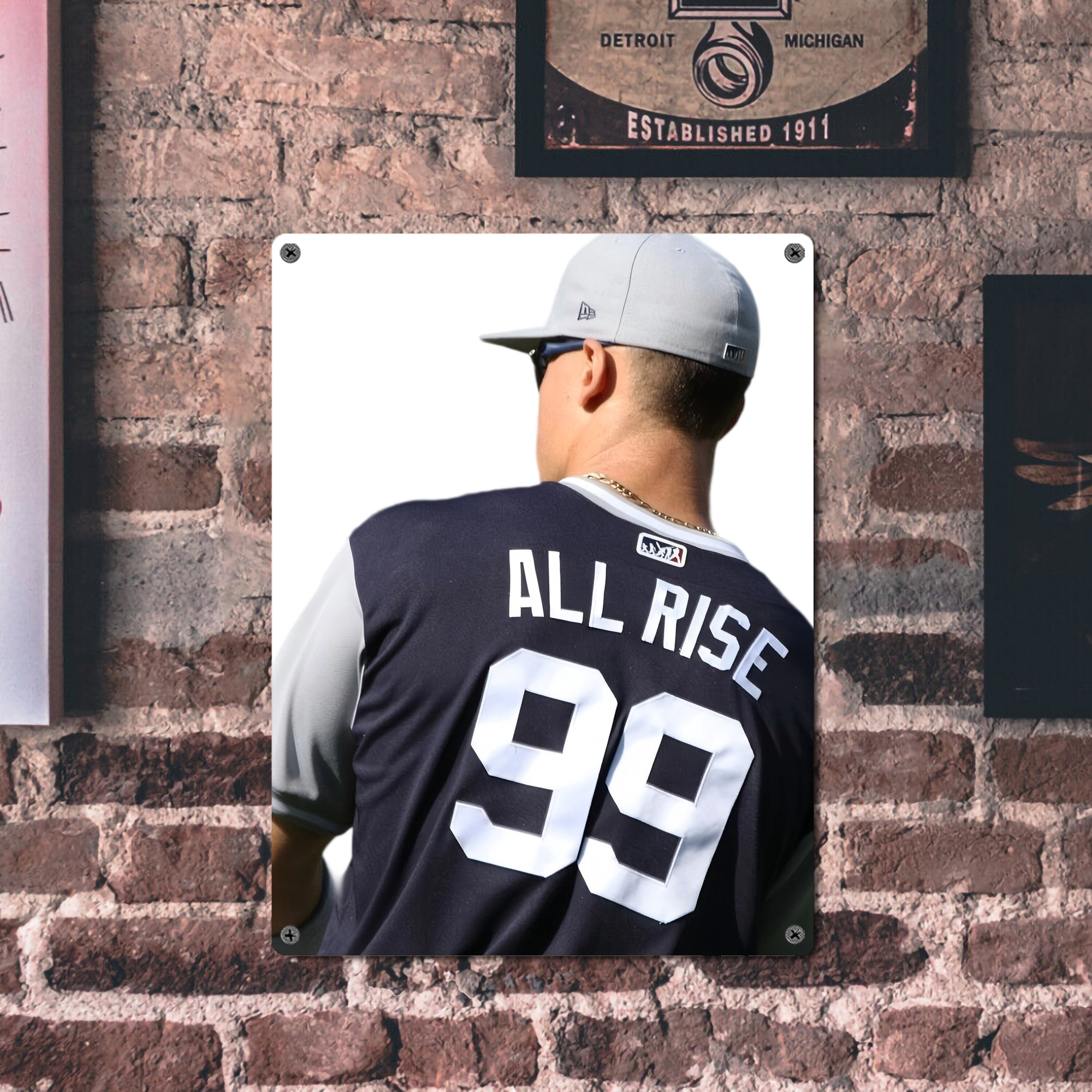 Aaron Judge 99 All Rise Vintage Metal Tin Sign 12x16inch – Retro Wall Art Decor For Home, Bar, Kitchen, Bedroom, Office – Durable Iron Sheet Poster, Easy To Hang, Full-Color Printing