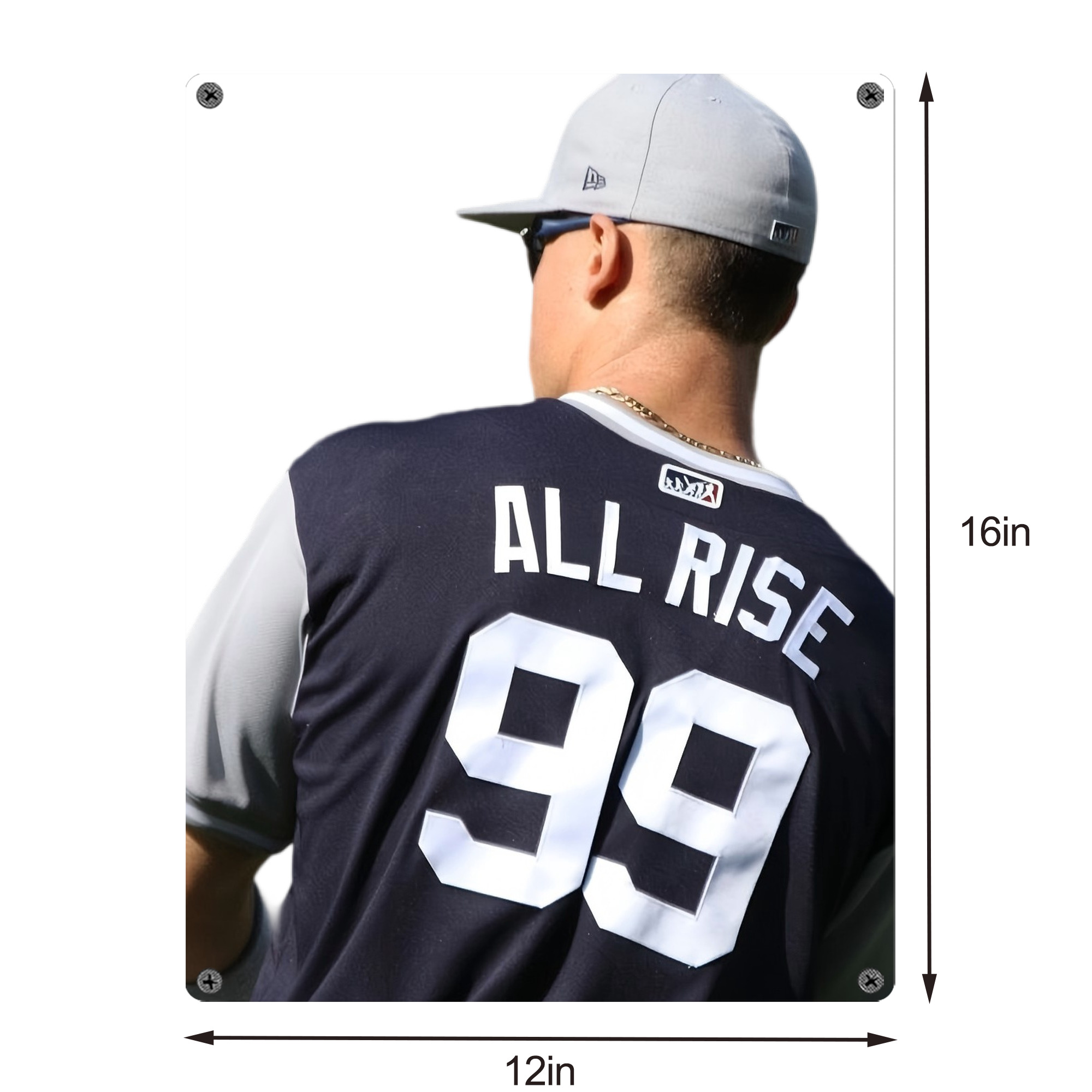 Aaron Judge 99 All Rise Vintage Metal Tin Sign 12x16inch – Retro Wall Art Decor For Home, Bar, Kitchen, Bedroom, Office – Durable Iron Sheet Poster, Easy To Hang, Full-Color Printing