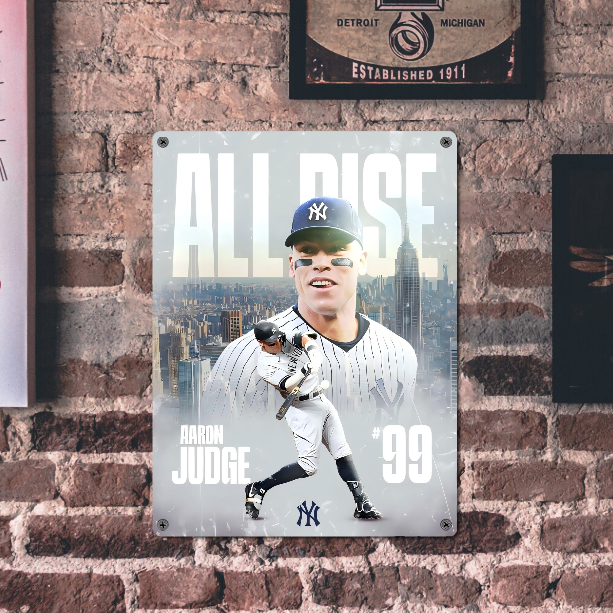 Aaron Judge 99 All Rise Vintage Metal Tin Sign 12x16inch – Retro Wall Art Decor For Home, Bar, Kitchen, Bedroom, Office – Durable Iron Sheet Poster, Easy To Hang, Full-Color Printing