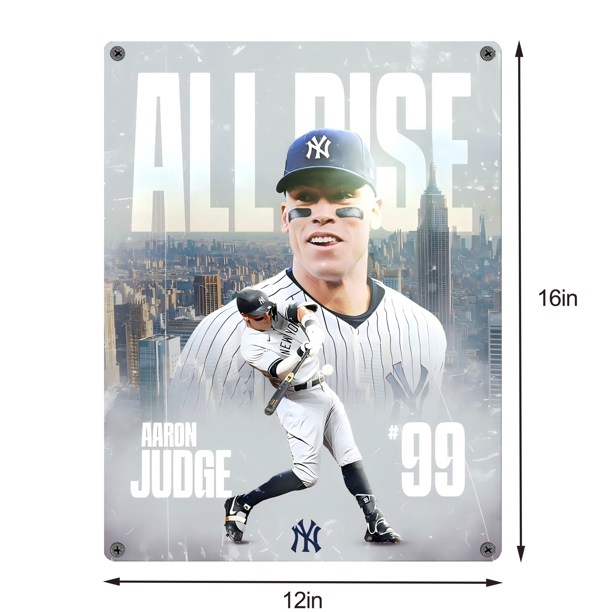 Aaron Judge 99 All Rise Vintage Metal Tin Sign 12x16inch – Retro Wall Art Decor For Home, Bar, Kitchen, Bedroom, Office – Durable Iron Sheet Poster, Easy To Hang, Full-Color Printing