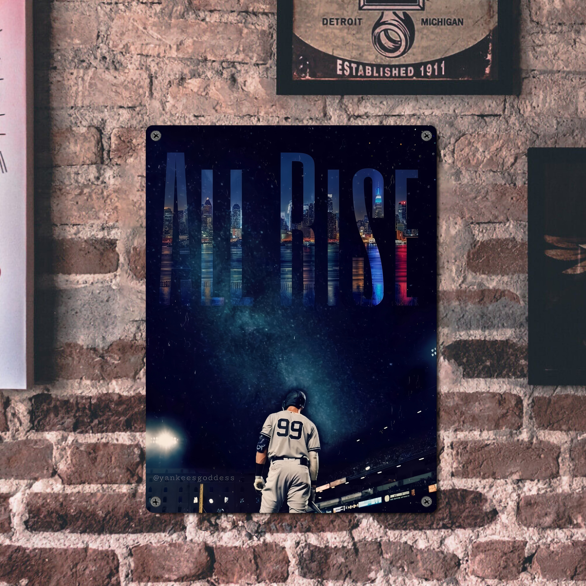 Aaron Judge 99 All Rise Vintage Metal Tin Sign 12x16inch – Retro Wall Art Decor For Home, Bar, Kitchen, Bedroom, Office – Durable Iron Sheet Poster, Easy To Hang, Full-Color Printing