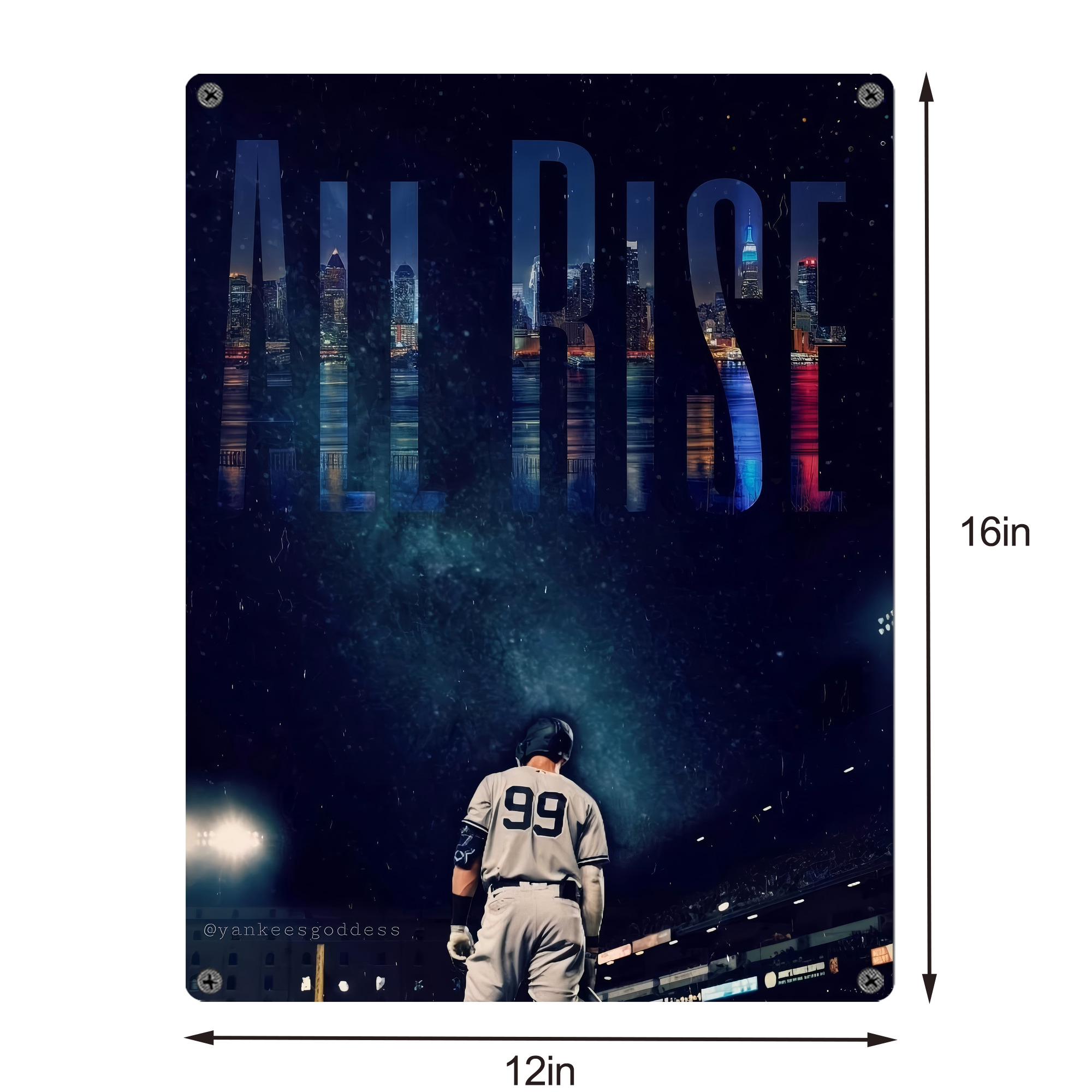 Aaron Judge 99 All Rise Vintage Metal Tin Sign 12x16inch – Retro Wall Art Decor For Home, Bar, Kitchen, Bedroom, Office – Durable Iron Sheet Poster, Easy To Hang, Full-Color Printing