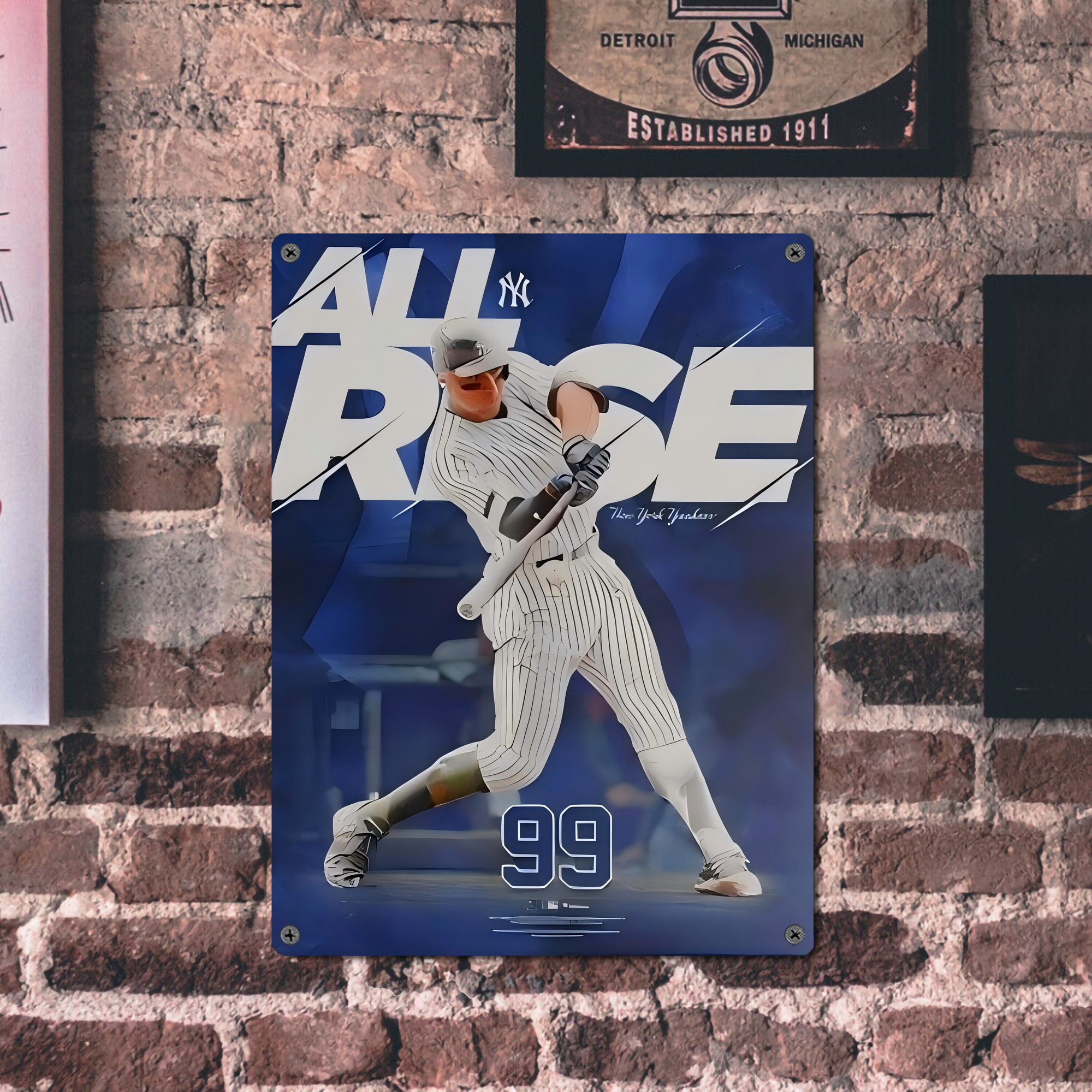 Aaron Judge 99 All Rise Vintage Metal Tin Sign 12x16inch – Retro Wall Art Decor For Home, Bar, Kitchen, Bedroom, Office – Durable Iron Sheet Poster, Easy To Hang, Full-Color Printing