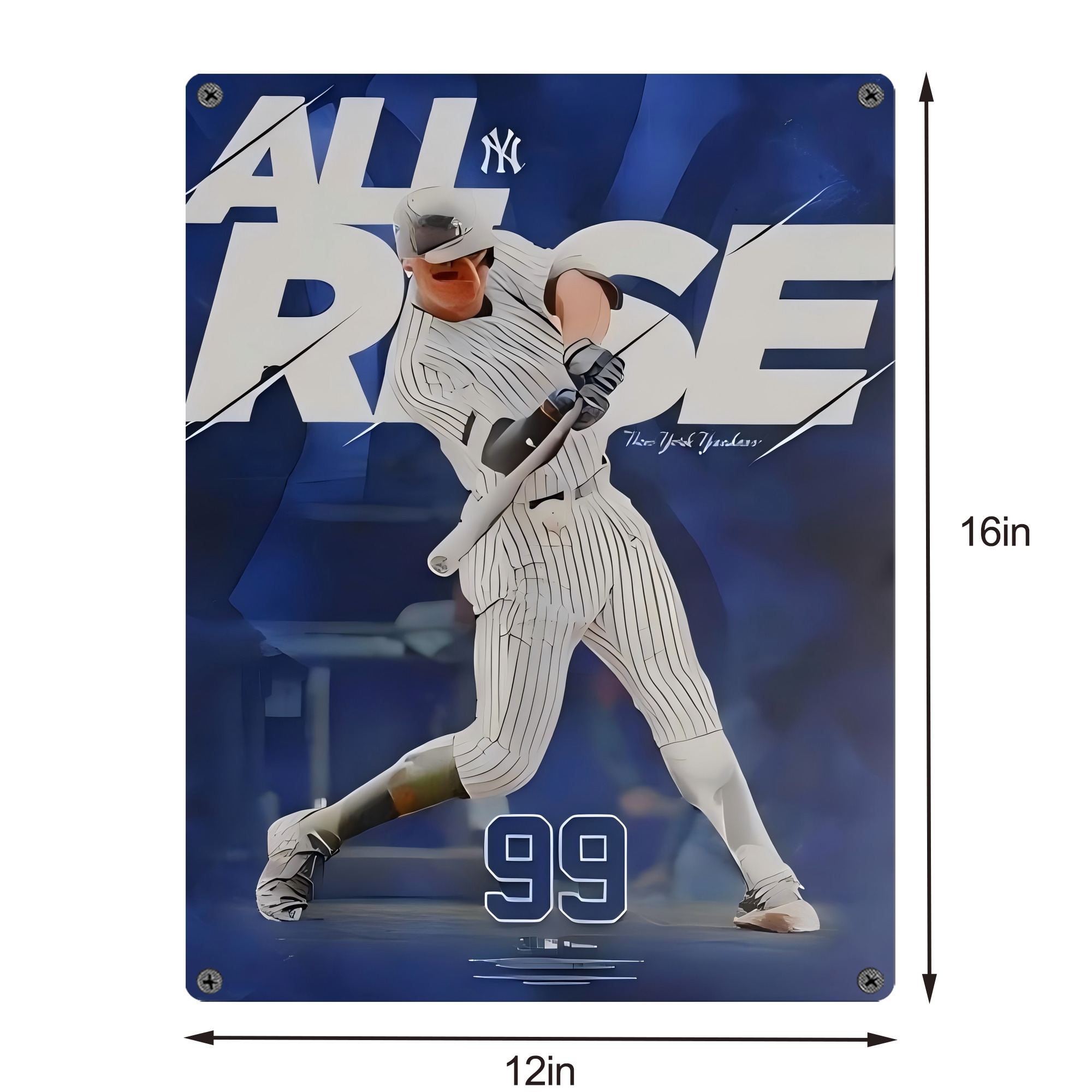 Aaron Judge 99 All Rise Vintage Metal Tin Sign 12x16inch – Retro Wall Art Decor For Home, Bar, Kitchen, Bedroom, Office – Durable Iron Sheet Poster, Easy To Hang, Full-Color Printing