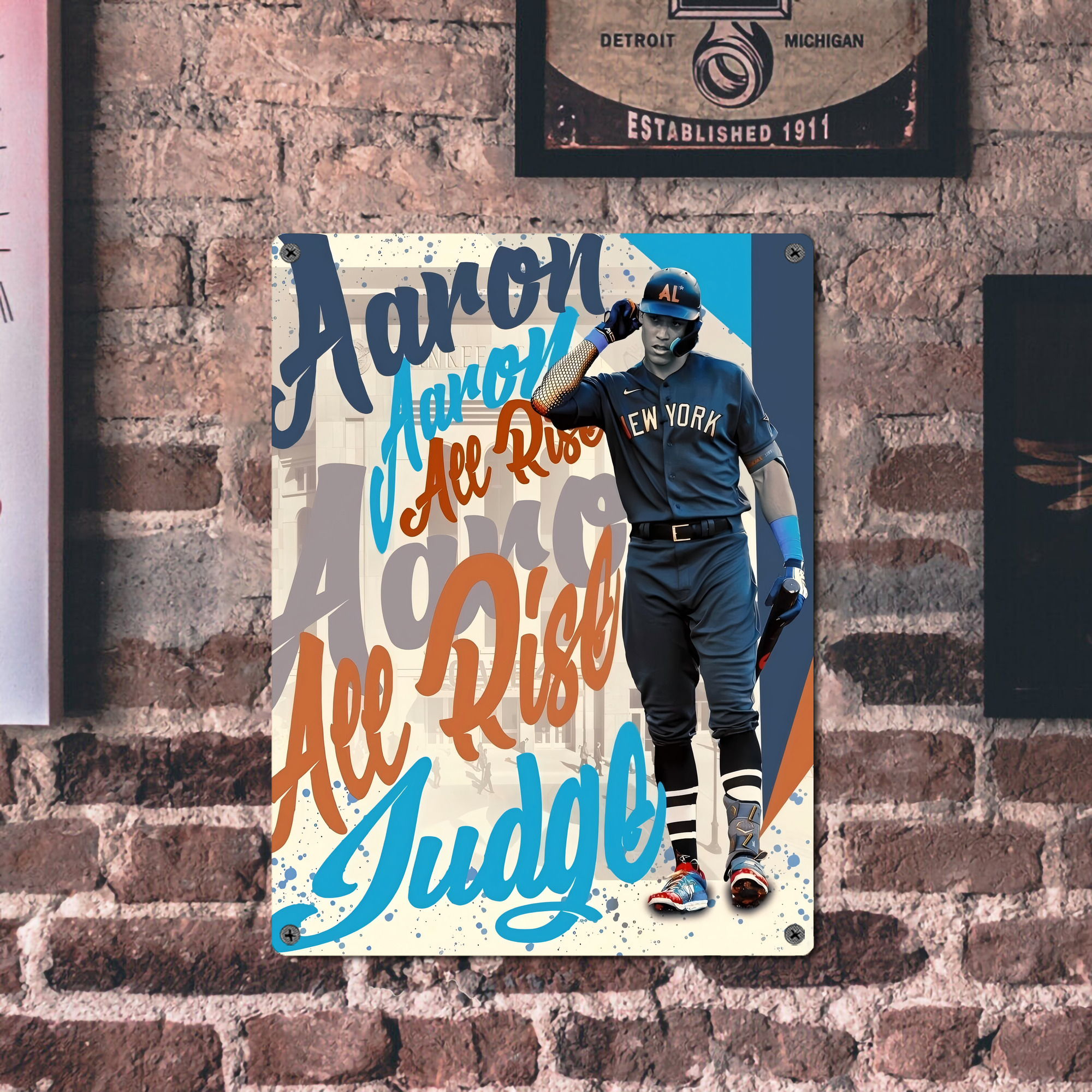Aaron Judge 99 All Rise Vintage Metal Tin Sign 12x16inch – Retro Wall Art Decor For Home, Bar, Kitchen, Bedroom, Office – Durable Iron Sheet Poster, Easy To Hang, Full-Color Printing