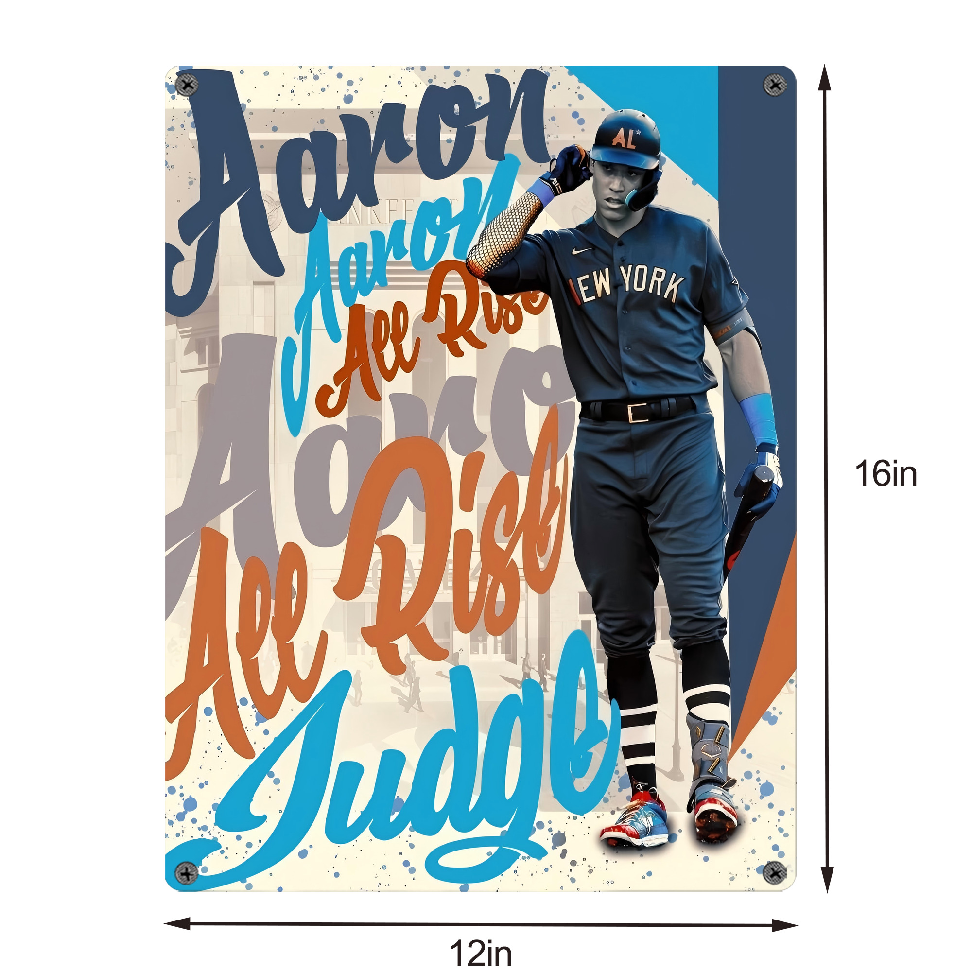 Aaron Judge 99 All Rise Vintage Metal Tin Sign 12x16inch – Retro Wall Art Decor For Home, Bar, Kitchen, Bedroom, Office – Durable Iron Sheet Poster, Easy To Hang, Full-Color Printing