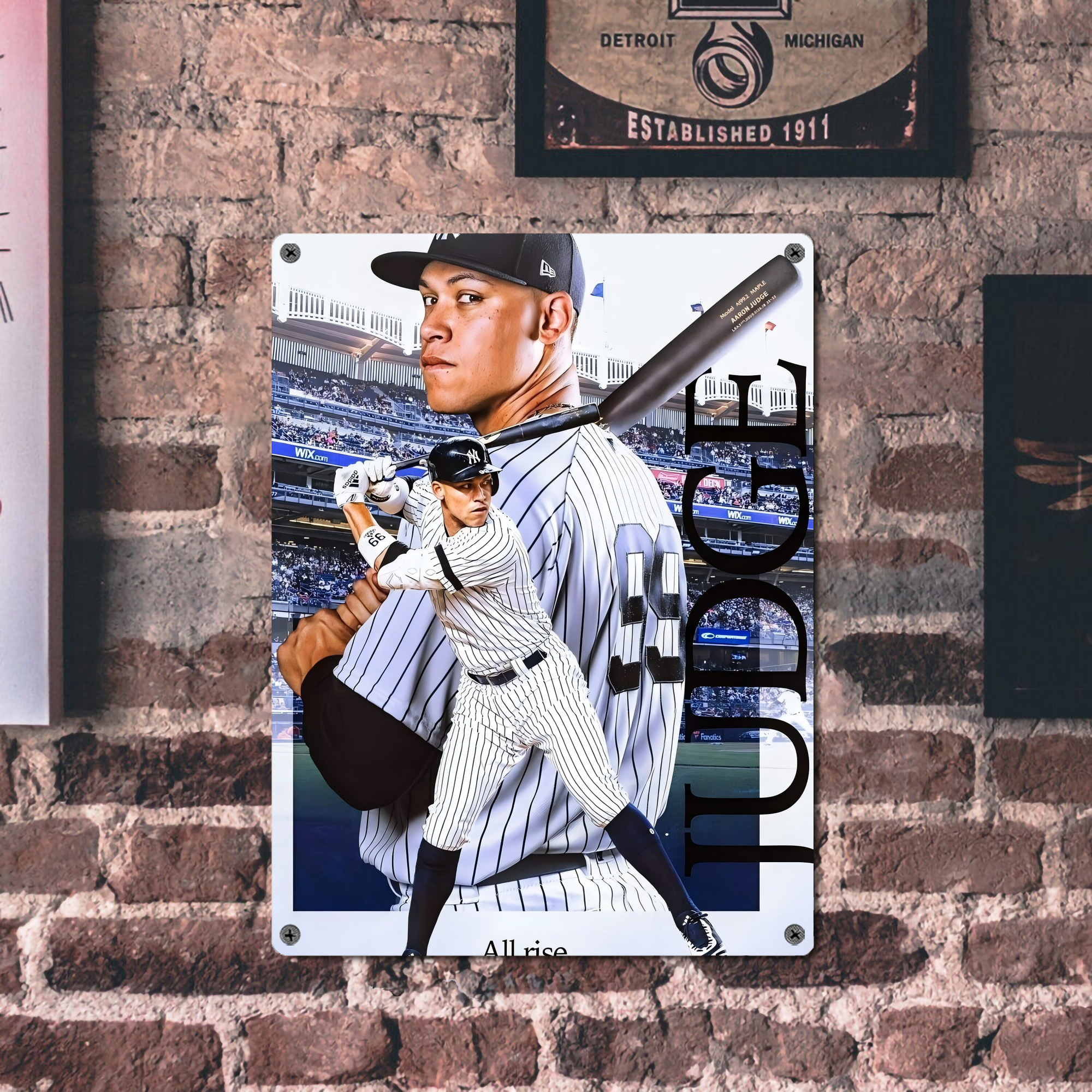 Aaron Judge 99 All Rise Vintage Metal Tin Sign 12x16inch – Retro Wall Art Decor For Home, Bar, Kitchen, Bedroom, Office – Durable Iron Sheet Poster, Easy To Hang, Full-Color Printing