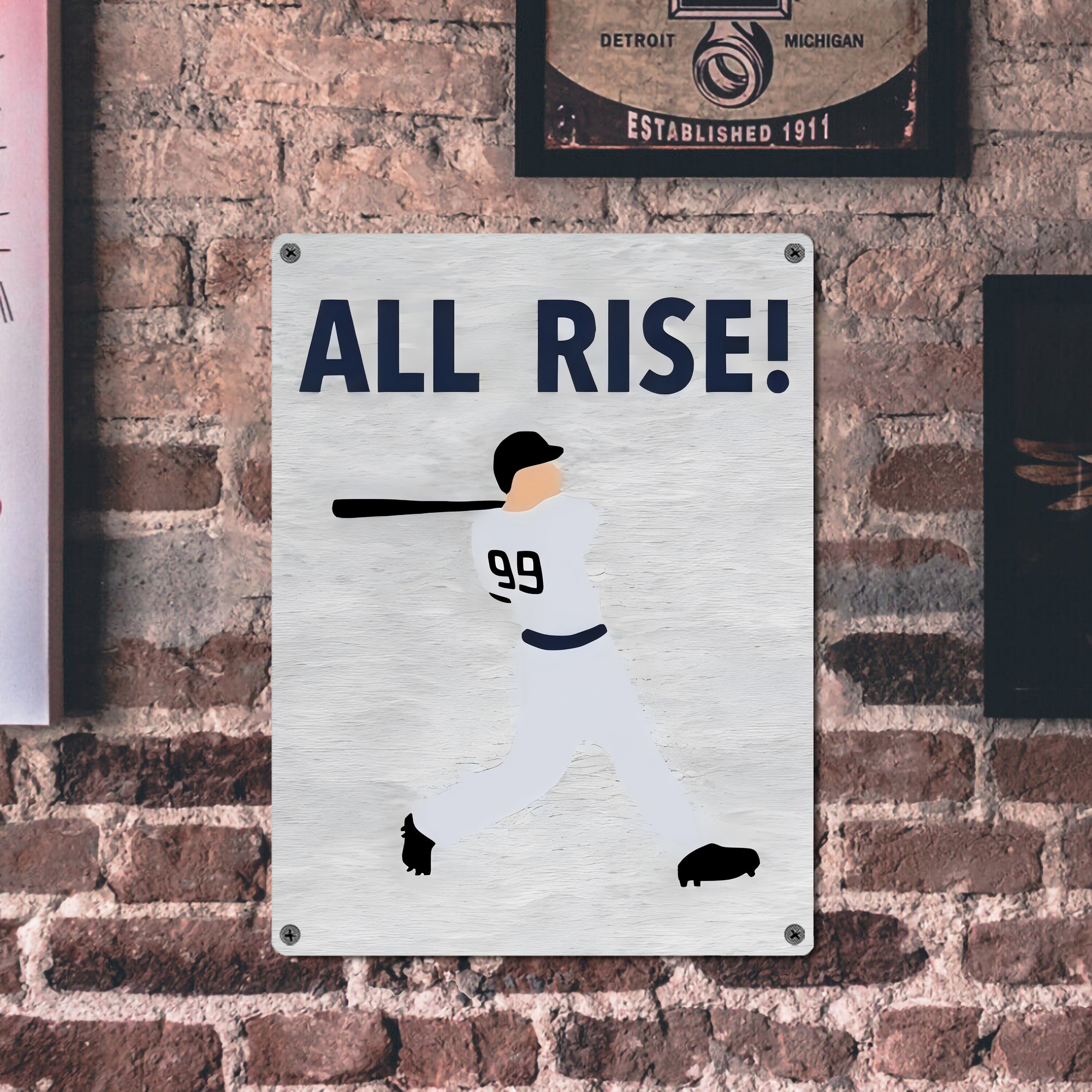 Aaron Judge 99 All Rise Vintage Metal Tin Sign 12x16inch – Retro Wall Art Decor For Home, Bar, Kitchen, Bedroom, Office – Durable Iron Sheet Poster, Easy To Hang, Full-Color Printing