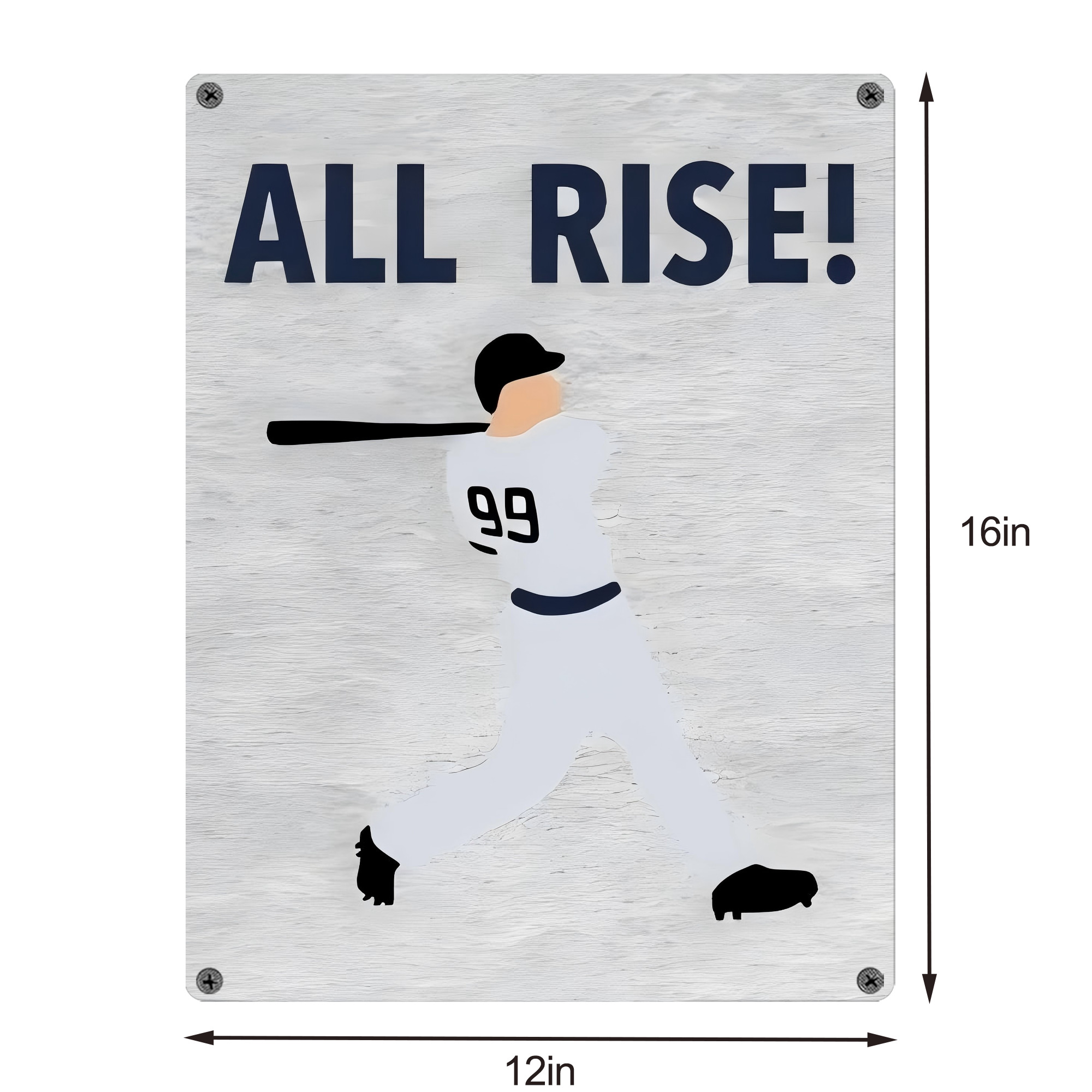 Aaron Judge 99 All Rise Vintage Metal Tin Sign 12x16inch – Retro Wall Art Decor For Home, Bar, Kitchen, Bedroom, Office – Durable Iron Sheet Poster, Easy To Hang, Full-Color Printing