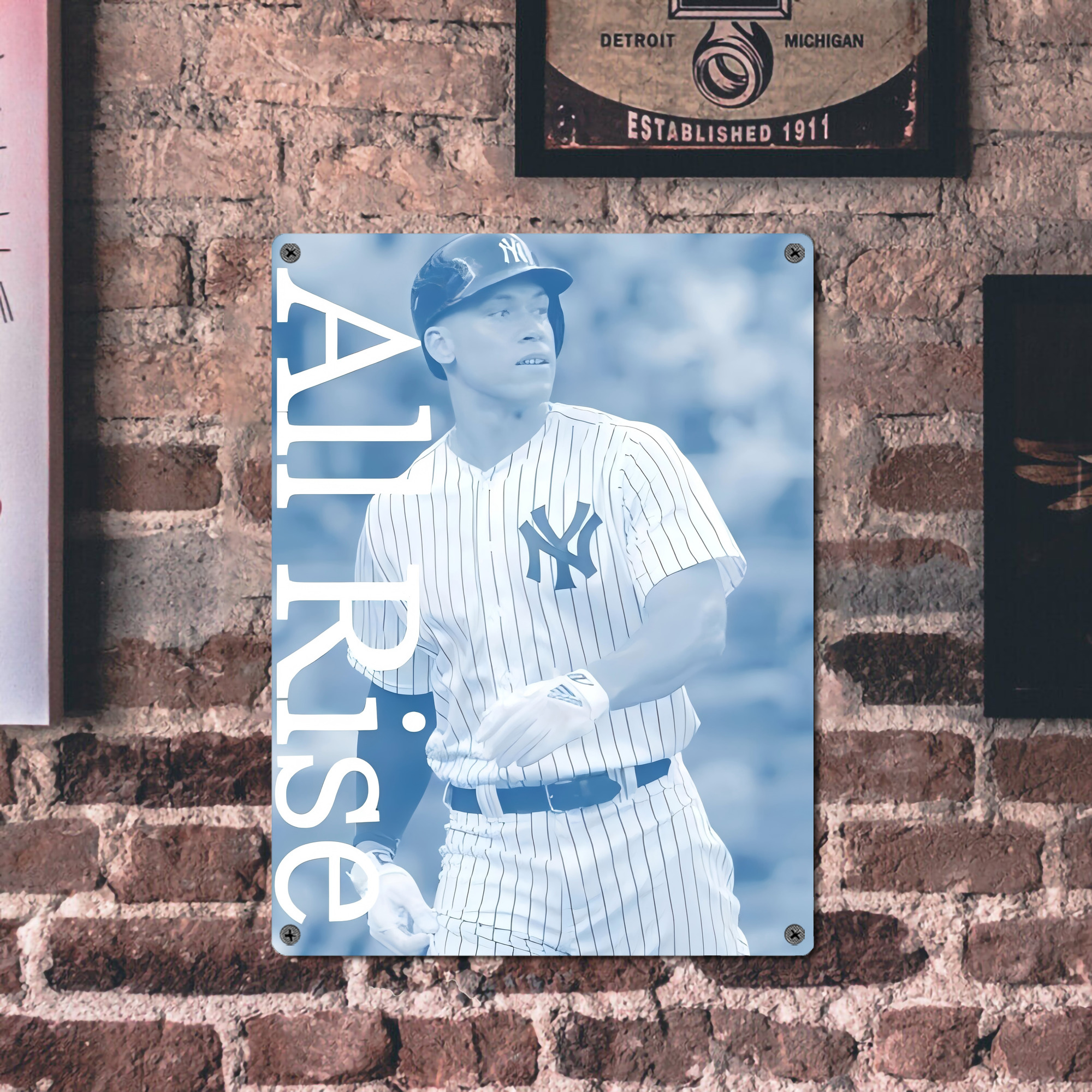 Aaron Judge 99 All Rise Vintage Metal Tin Sign 12x16inch – Retro Wall Art Decor For Home, Bar, Kitchen, Bedroom, Office – Durable Iron Sheet Poster, Easy To Hang, Full-Color Printing