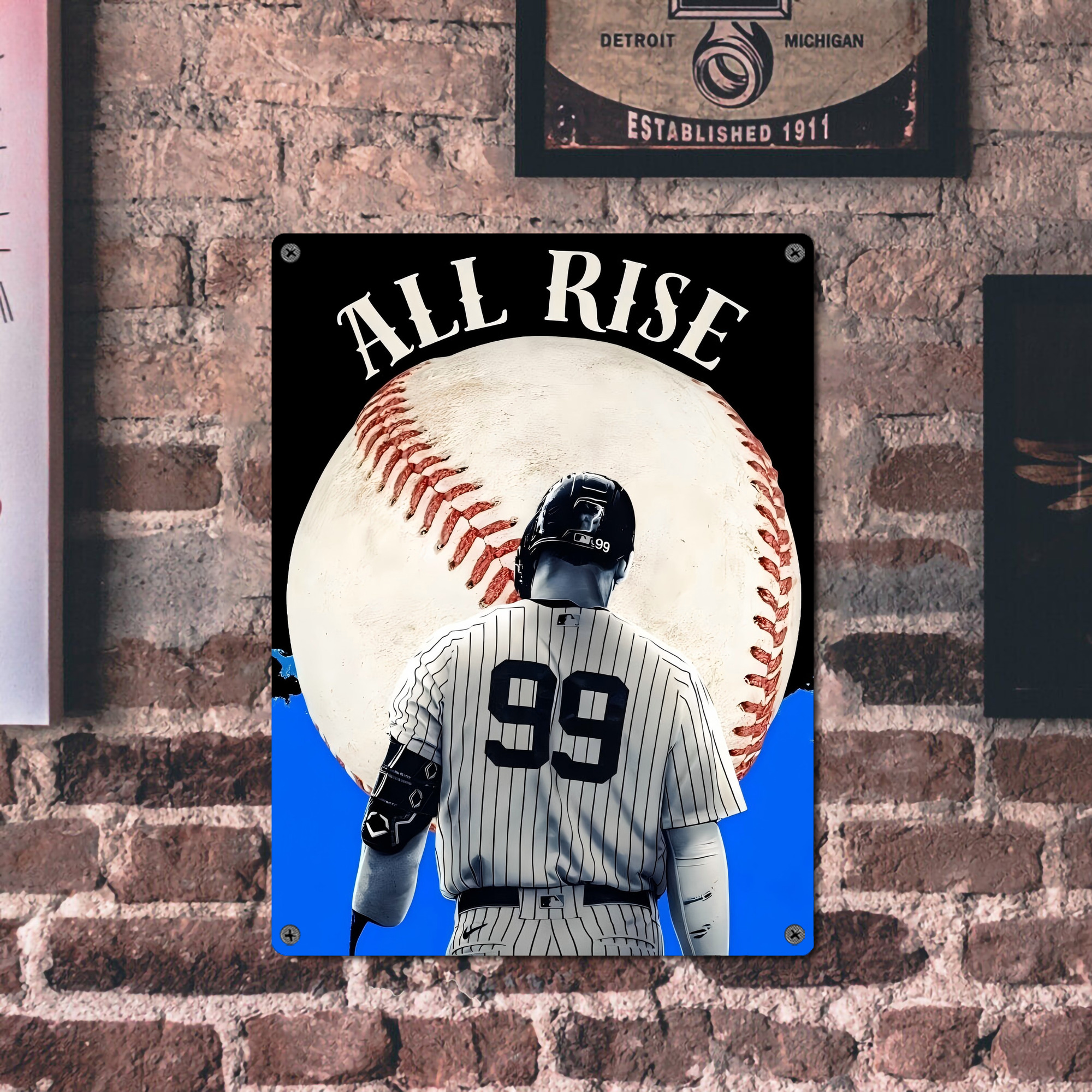 Aaron Judge 99 All Rise Vintage Metal Tin Sign 12x16inch – Retro Wall Art Decor For Home, Bar, Kitchen, Bedroom, Office – Durable Iron Sheet Poster, Easy To Hang, Full-Color Printing