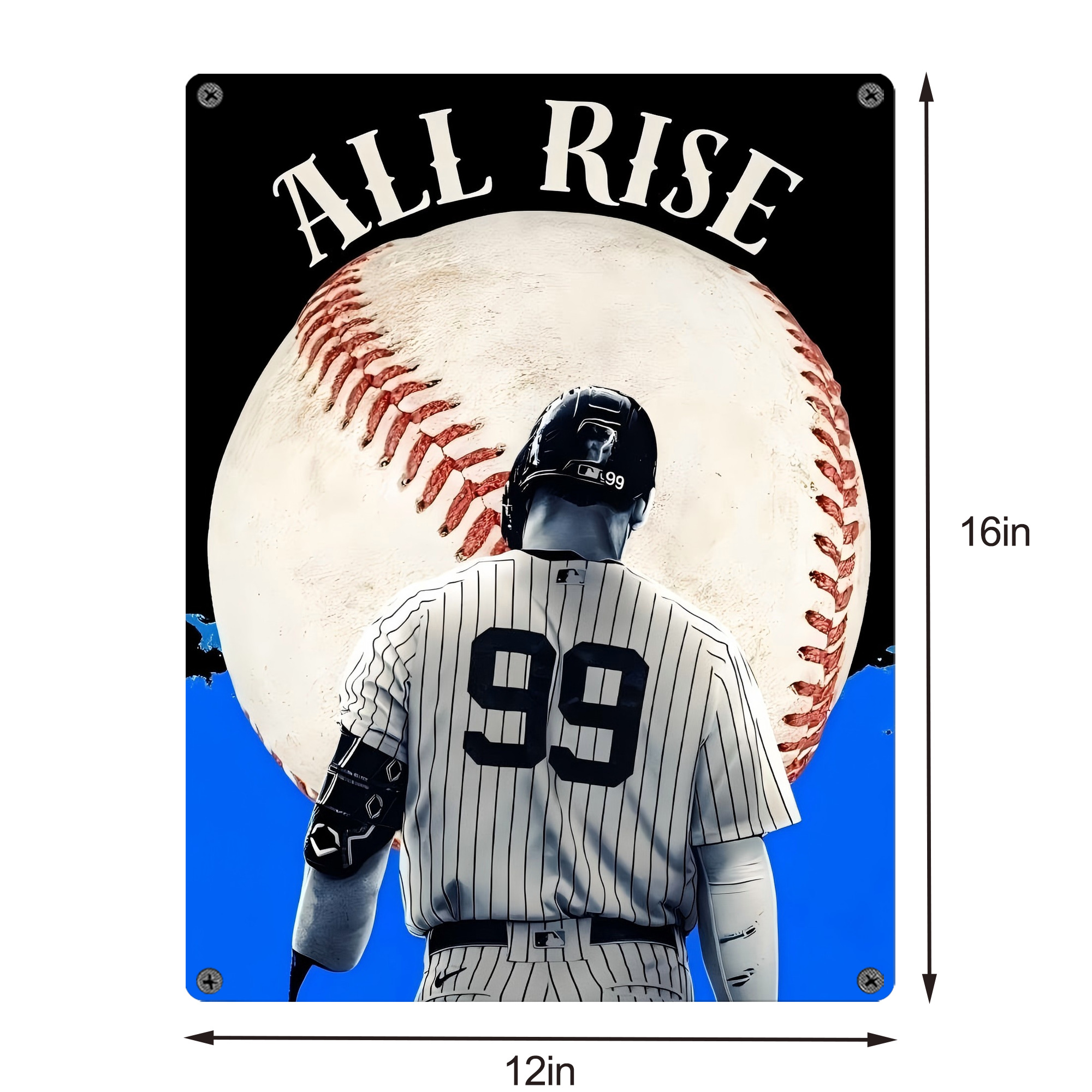 Aaron Judge 99 All Rise Vintage Metal Tin Sign 12x16inch – Retro Wall Art Decor For Home, Bar, Kitchen, Bedroom, Office – Durable Iron Sheet Poster, Easy To Hang, Full-Color Printing