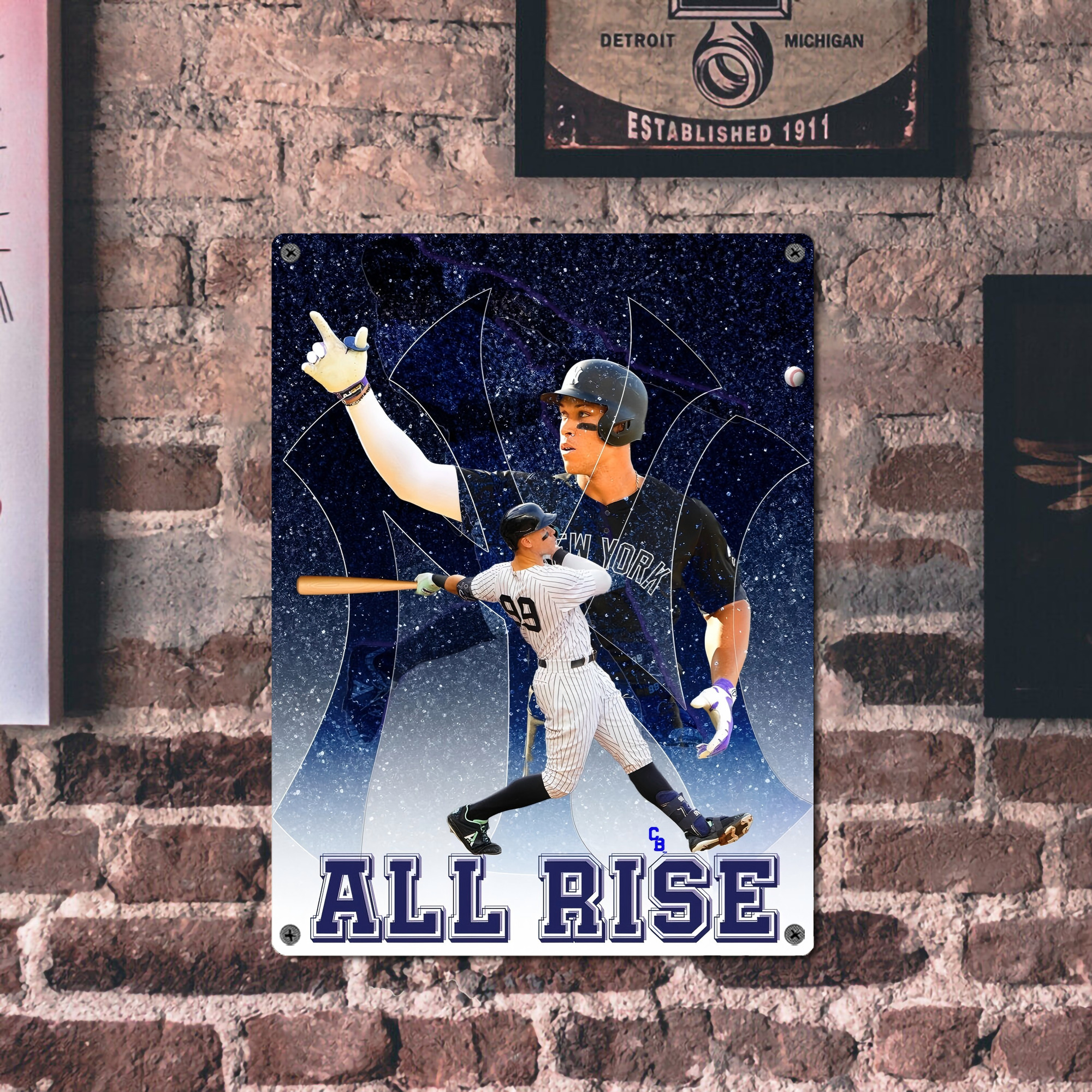 Aaron Judge 99 All Rise Vintage Metal Tin Sign 12x16inch – Retro Wall Art Decor For Home, Bar, Kitchen, Bedroom, Office – Durable Iron Sheet Poster, Easy To Hang, Full-Color Printing