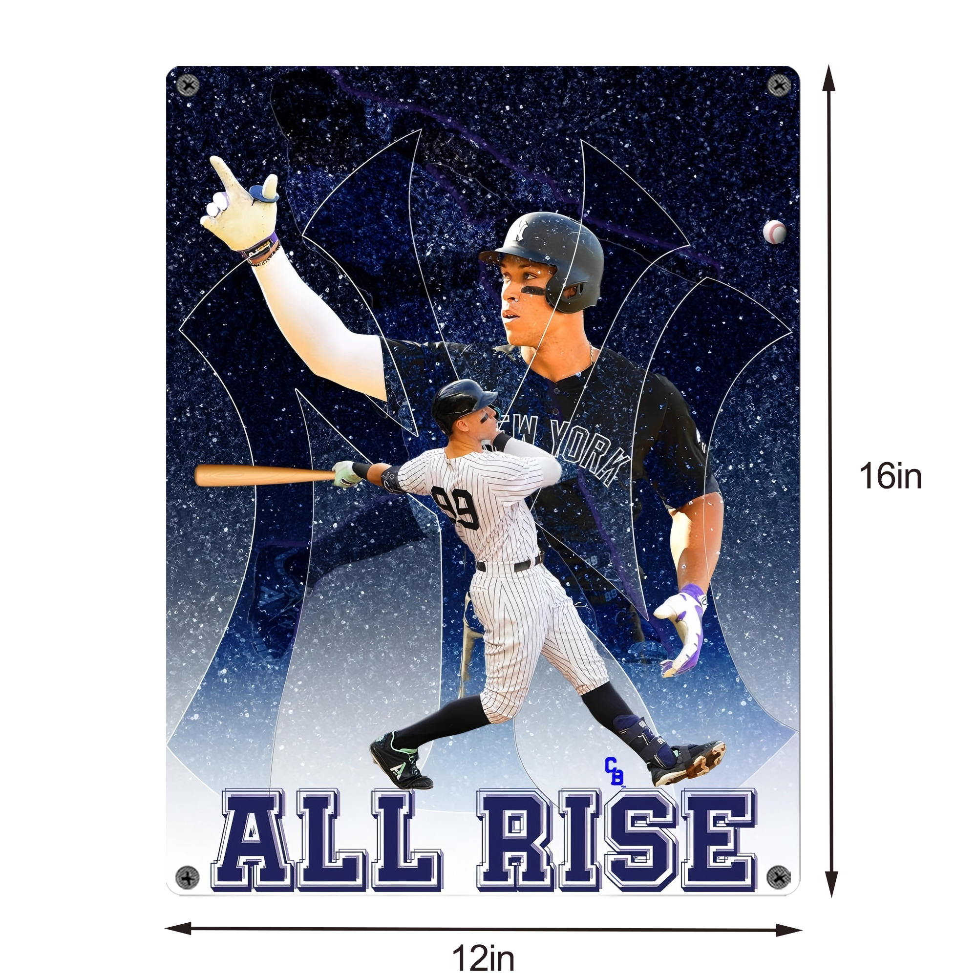 Aaron Judge 99 All Rise Vintage Metal Tin Sign 12x16inch – Retro Wall Art Decor For Home, Bar, Kitchen, Bedroom, Office – Durable Iron Sheet Poster, Easy To Hang, Full-Color Printing