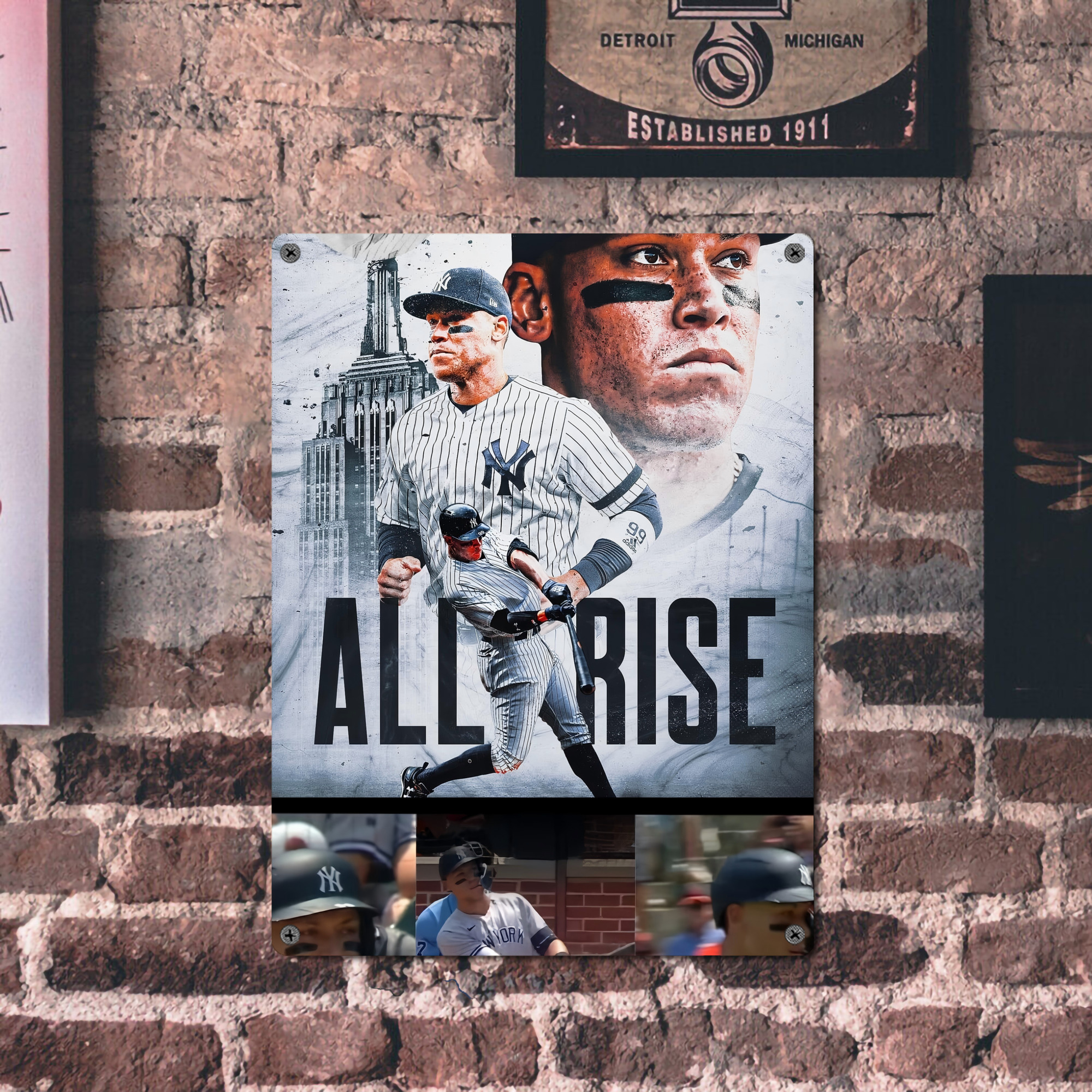 Aaron Judge 99 All Rise Vintage Metal Tin Sign 12x16inch – Retro Wall Art Decor For Home, Bar, Kitchen, Bedroom, Office – Durable Iron Sheet Poster, Easy To Hang, Full-Color Printing