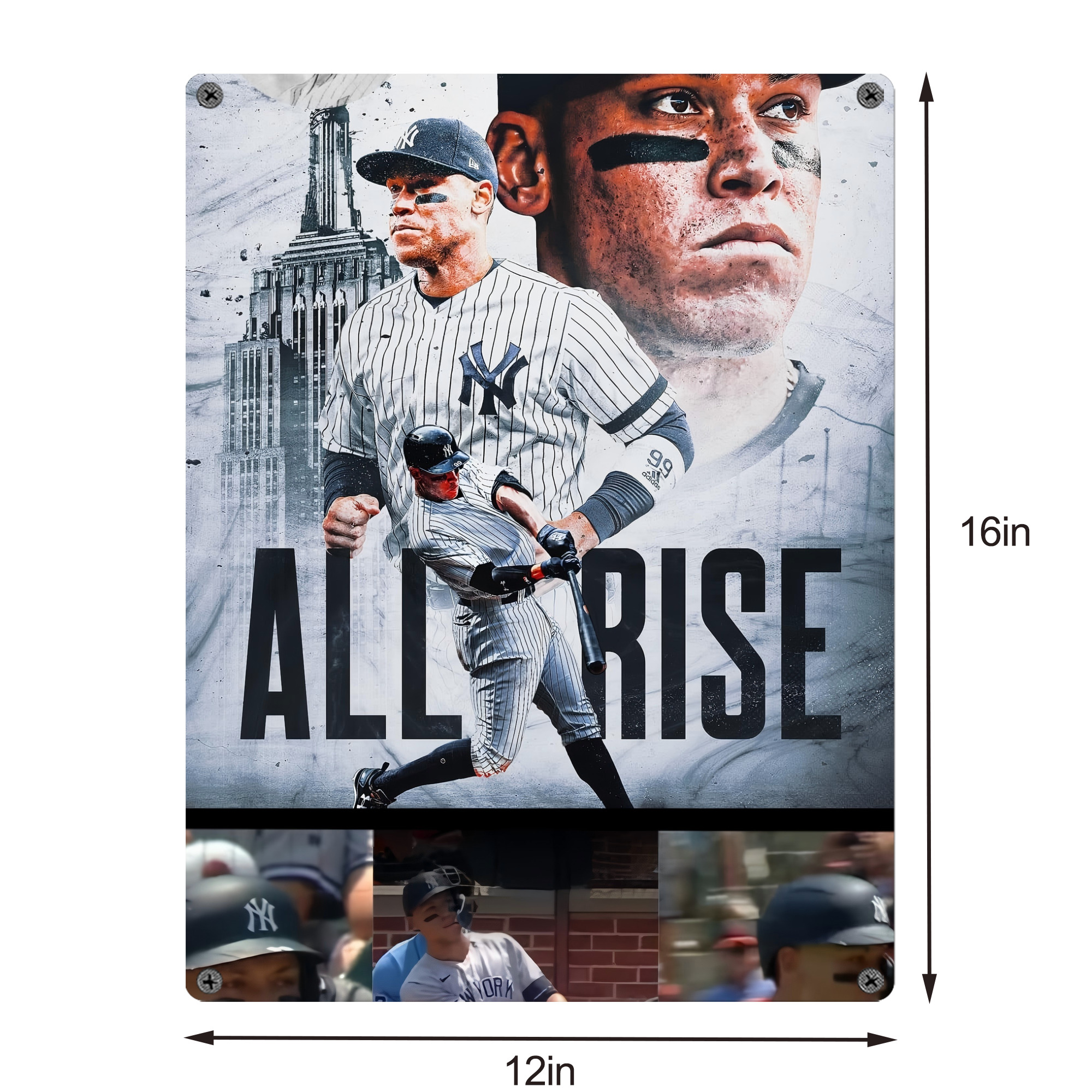 Aaron Judge 99 All Rise Vintage Metal Tin Sign 12x16inch – Retro Wall Art Decor For Home, Bar, Kitchen, Bedroom, Office – Durable Iron Sheet Poster, Easy To Hang, Full-Color Printing