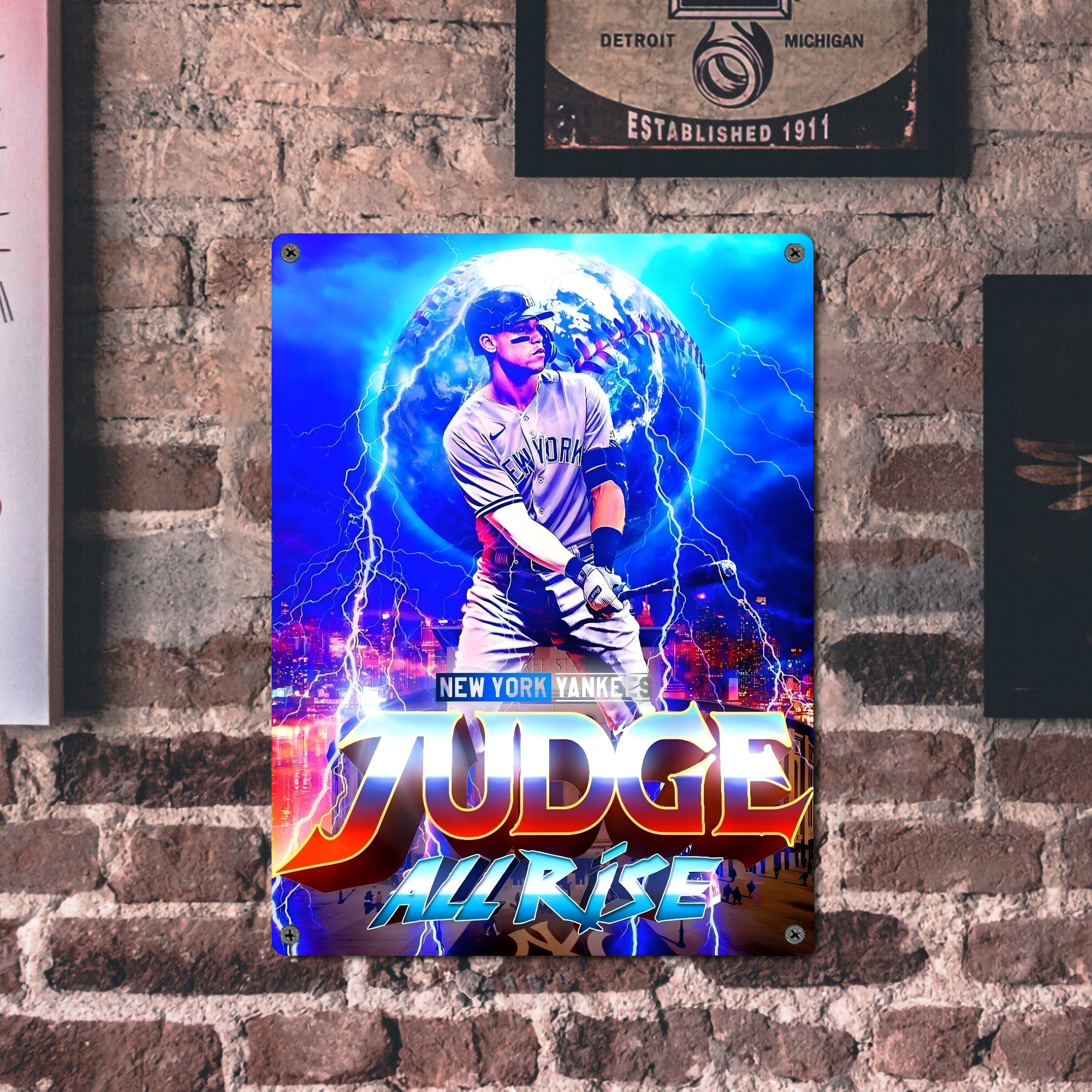 Aaron Judge 99 All Rise Vintage Metal Tin Sign 12x16inch – Retro Wall Art Decor For Home, Bar, Kitchen, Bedroom, Office – Durable Iron Sheet Poster, Easy To Hang, Full-Color Printing